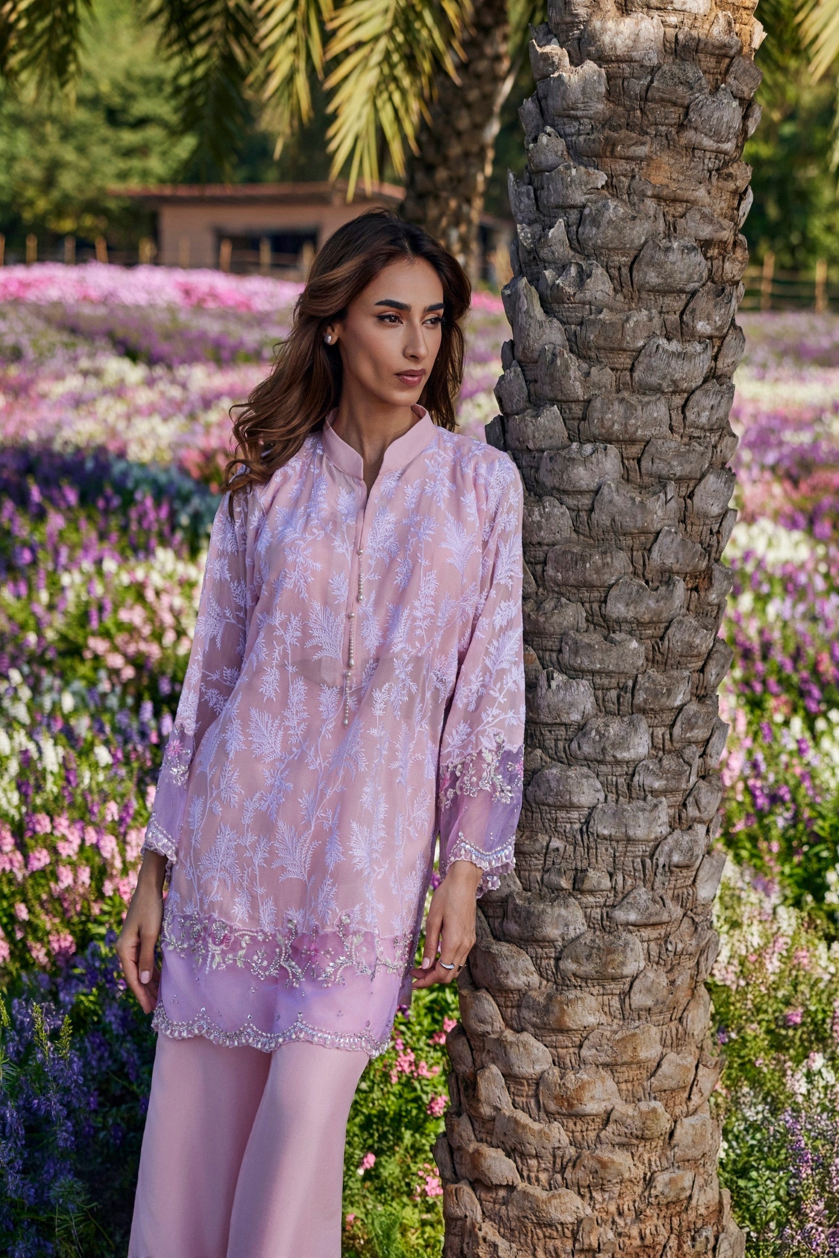 Blush Pink Embellished Crepe Silk Co-Ord Set