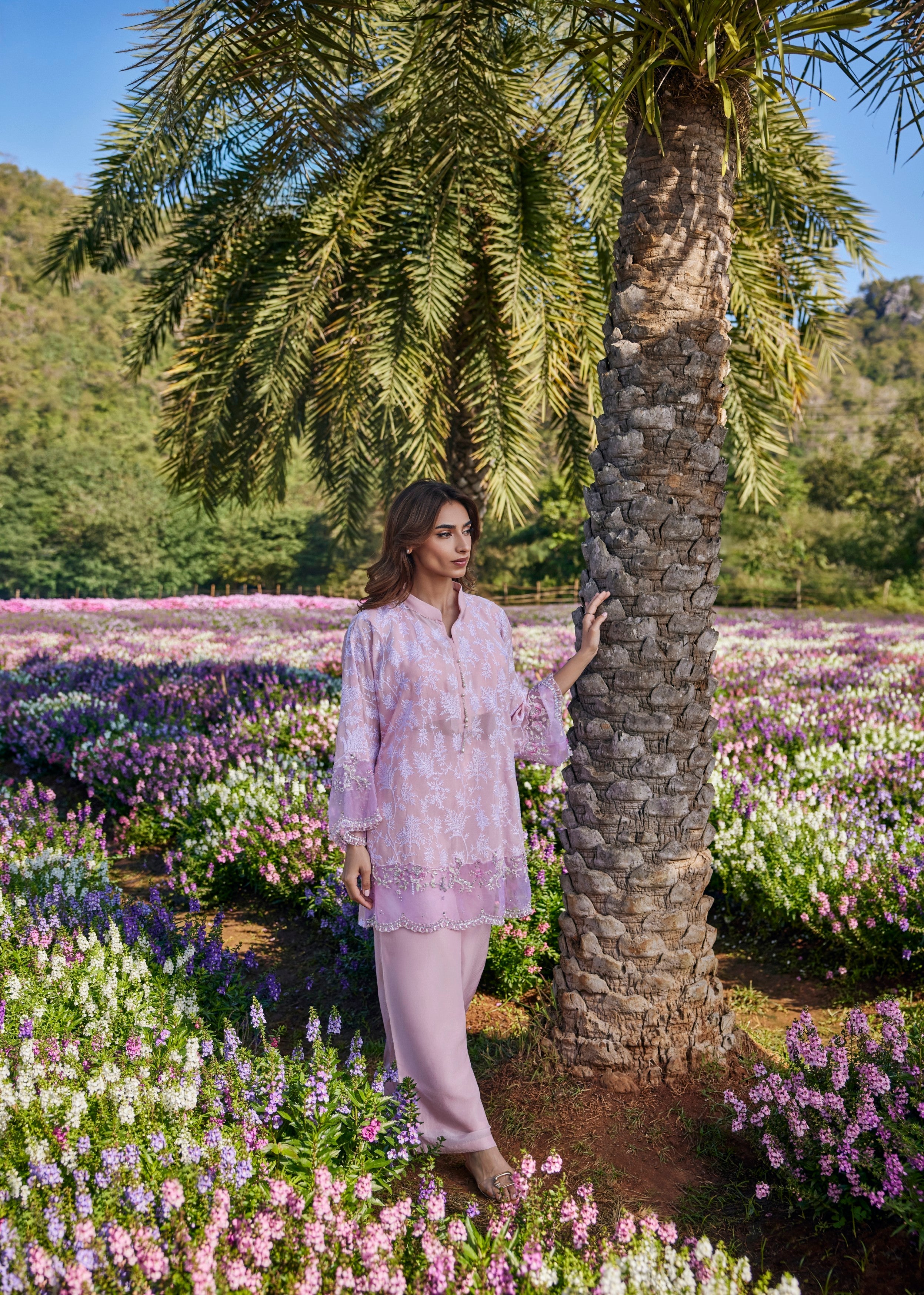 Blush Pink Embellished Crepe Silk Co-Ord Set