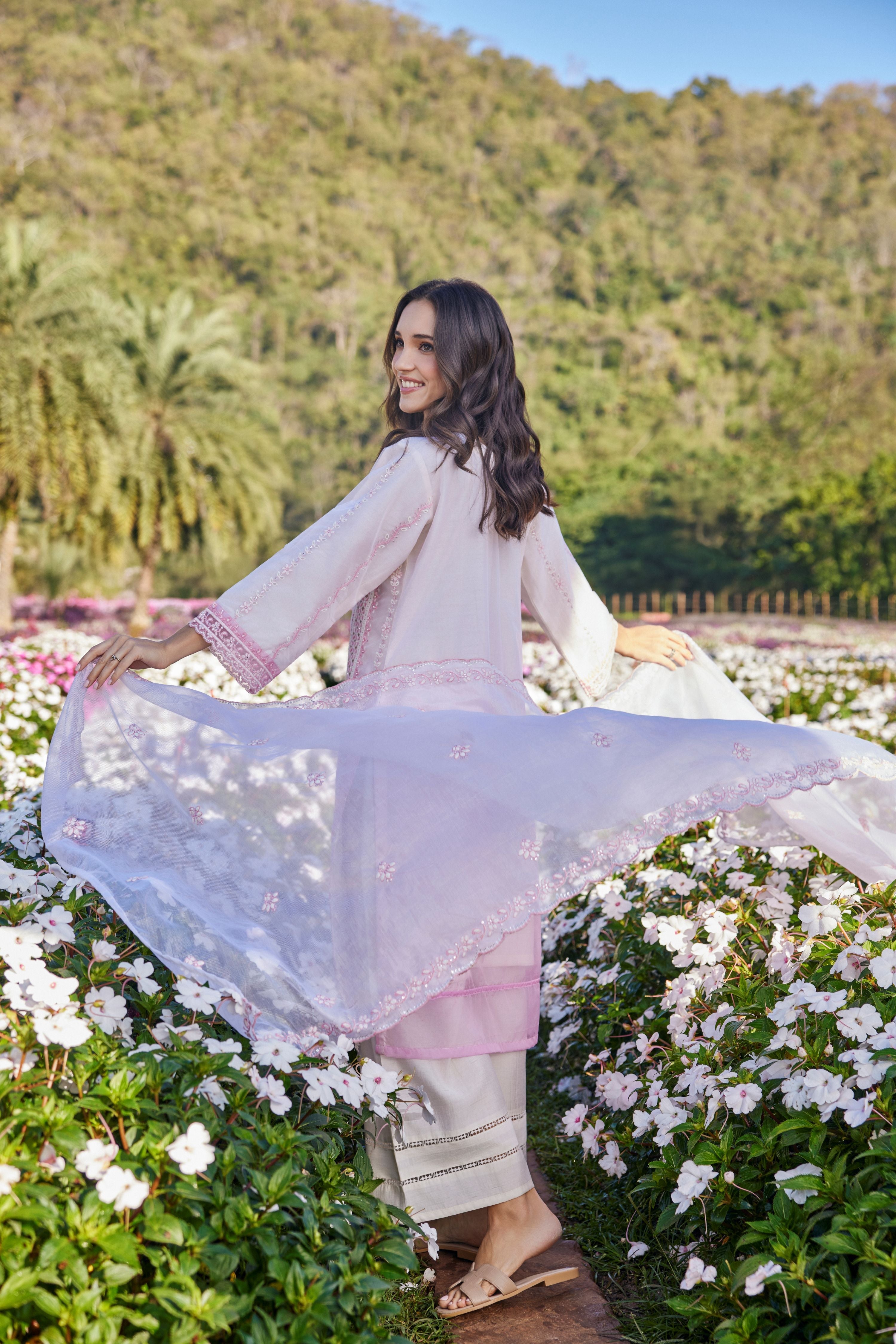 Nazeen Gulabi Embellished Organza Silk Pant Set