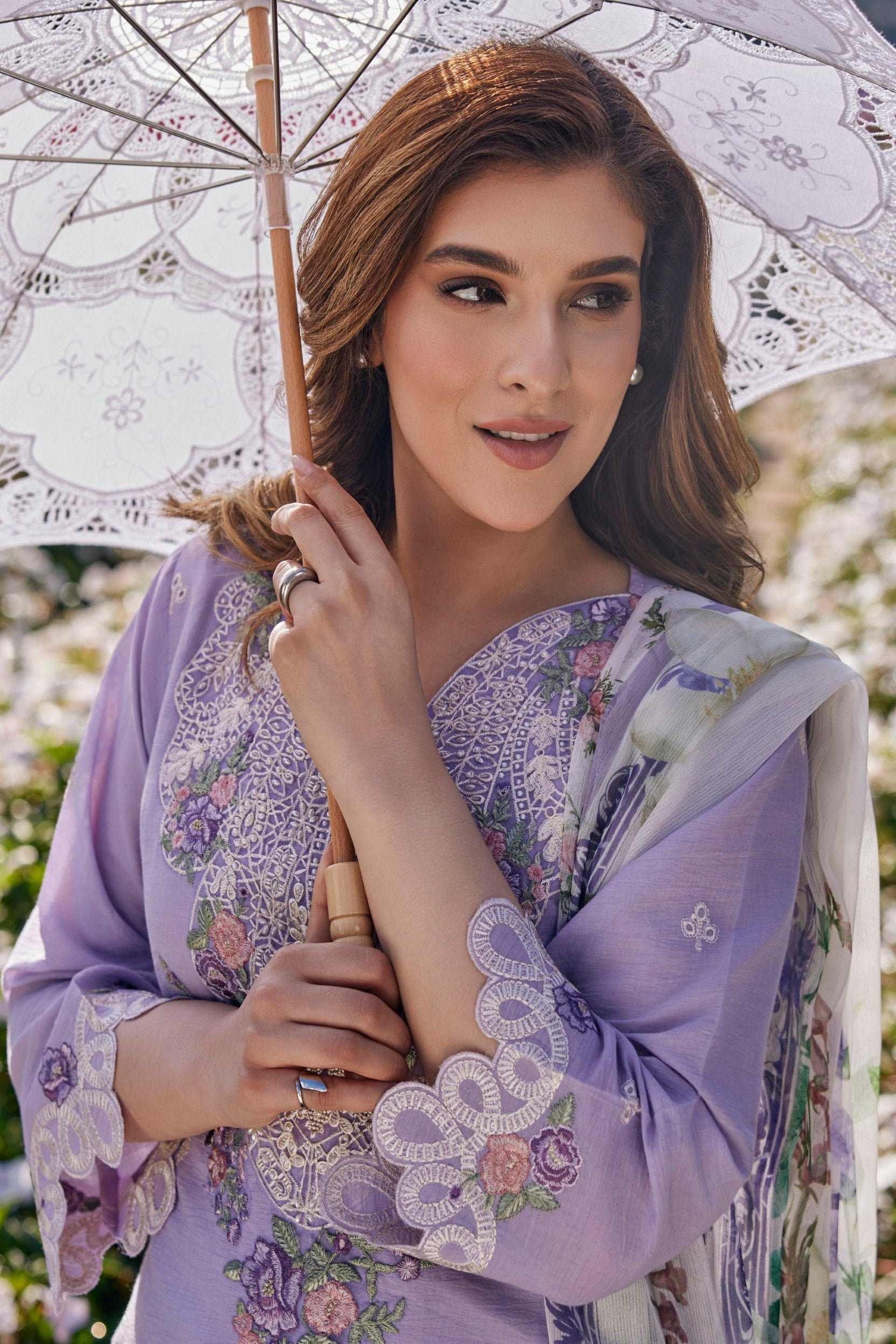 Soft Lilac Embroidered Organic Cotton Pant Set