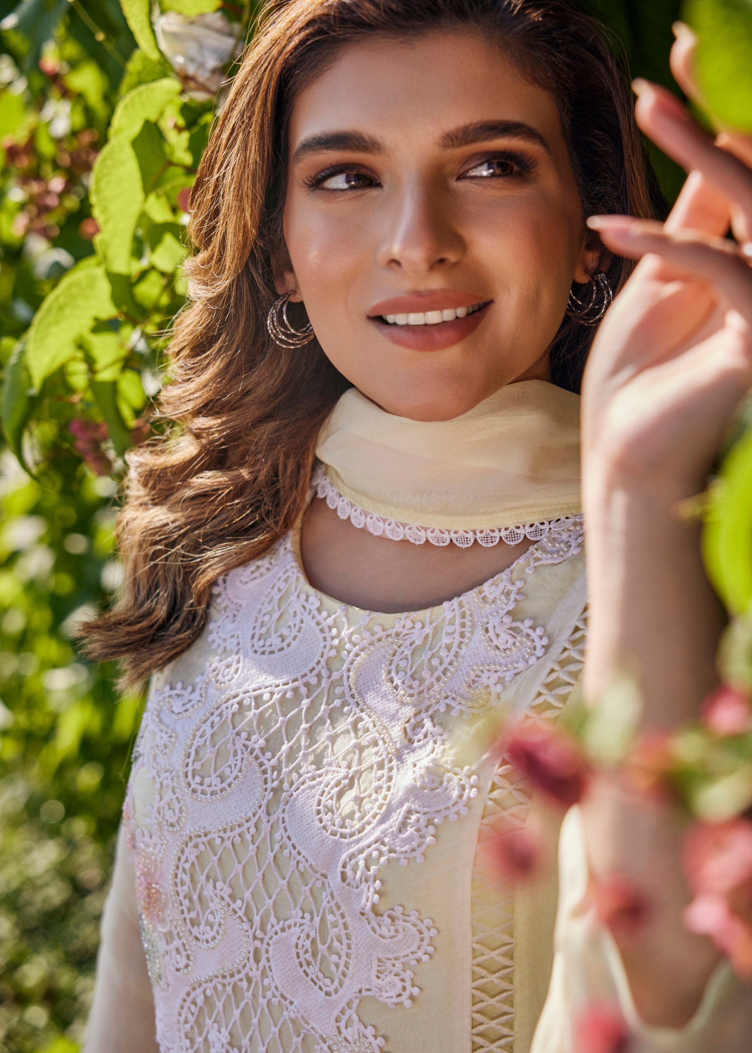 Pastel Yellow Embroidered Soft Organza Pant Set