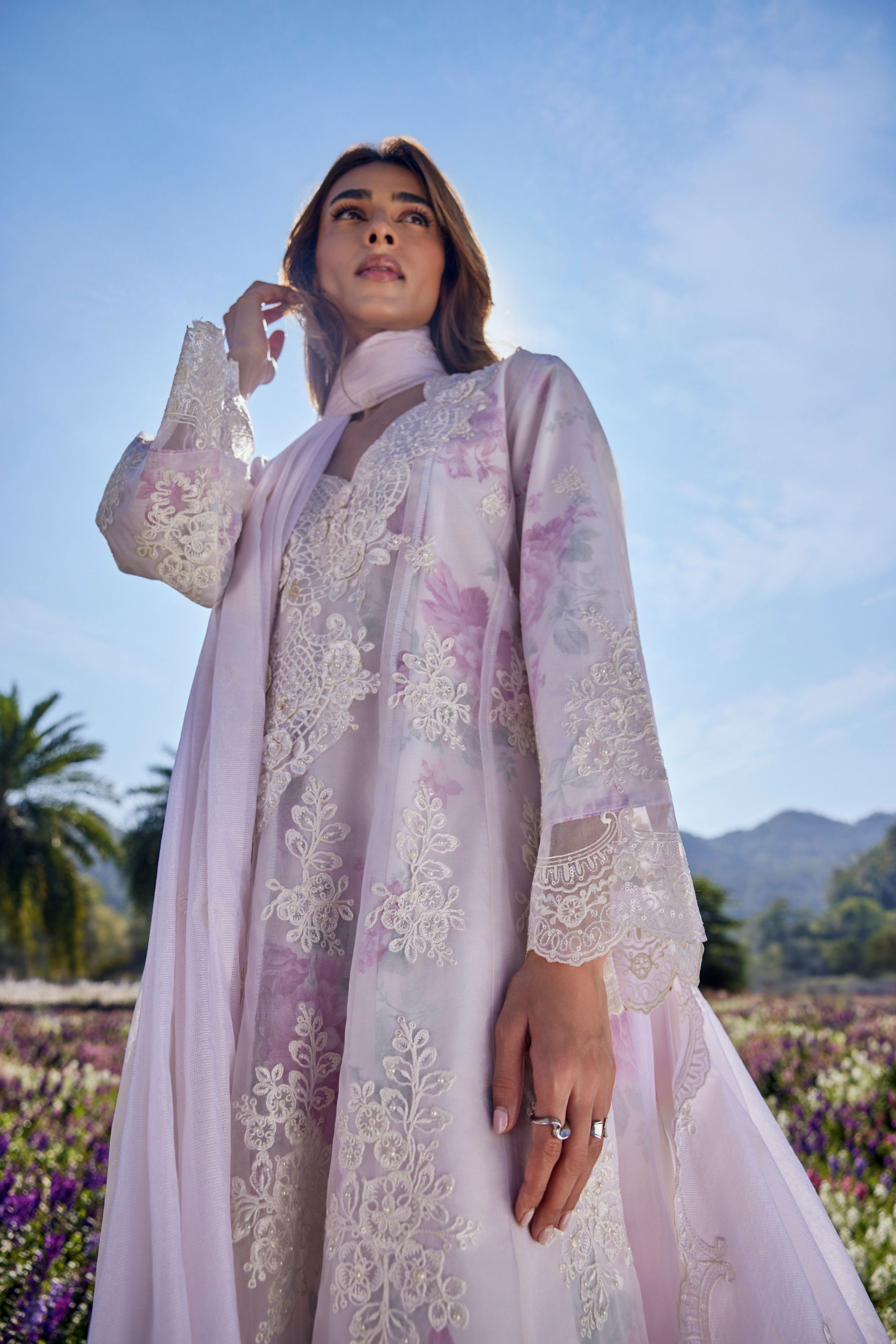 Noor Pearl Embroidered Organza Silk Pant Set