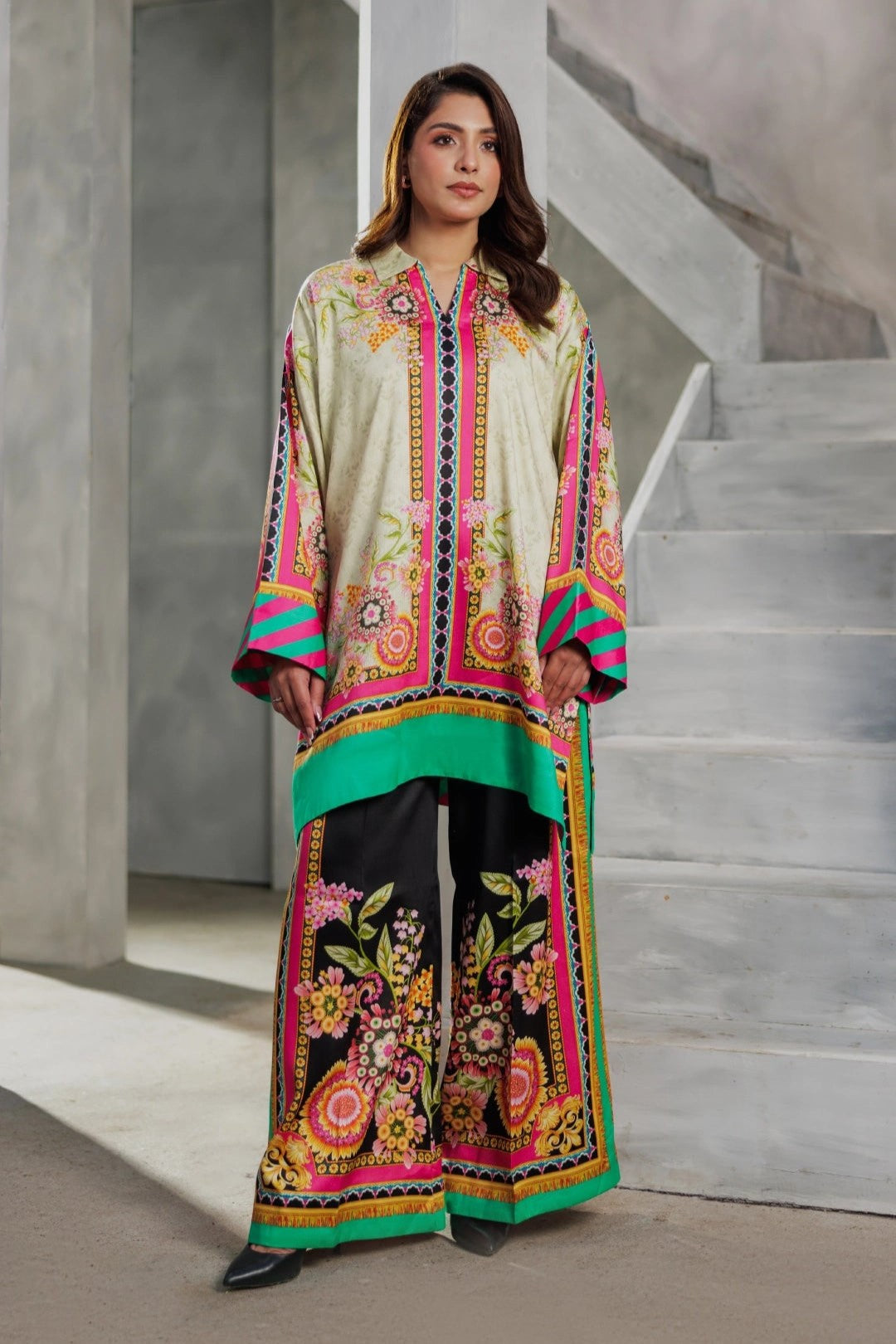 Floral Dynasty Soft Muslin Silk Co-Ord Set