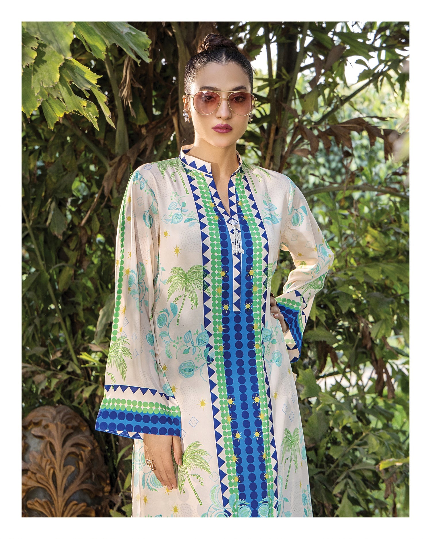 Tropical Escape Swiss Cotton Kurta & Pant Set
