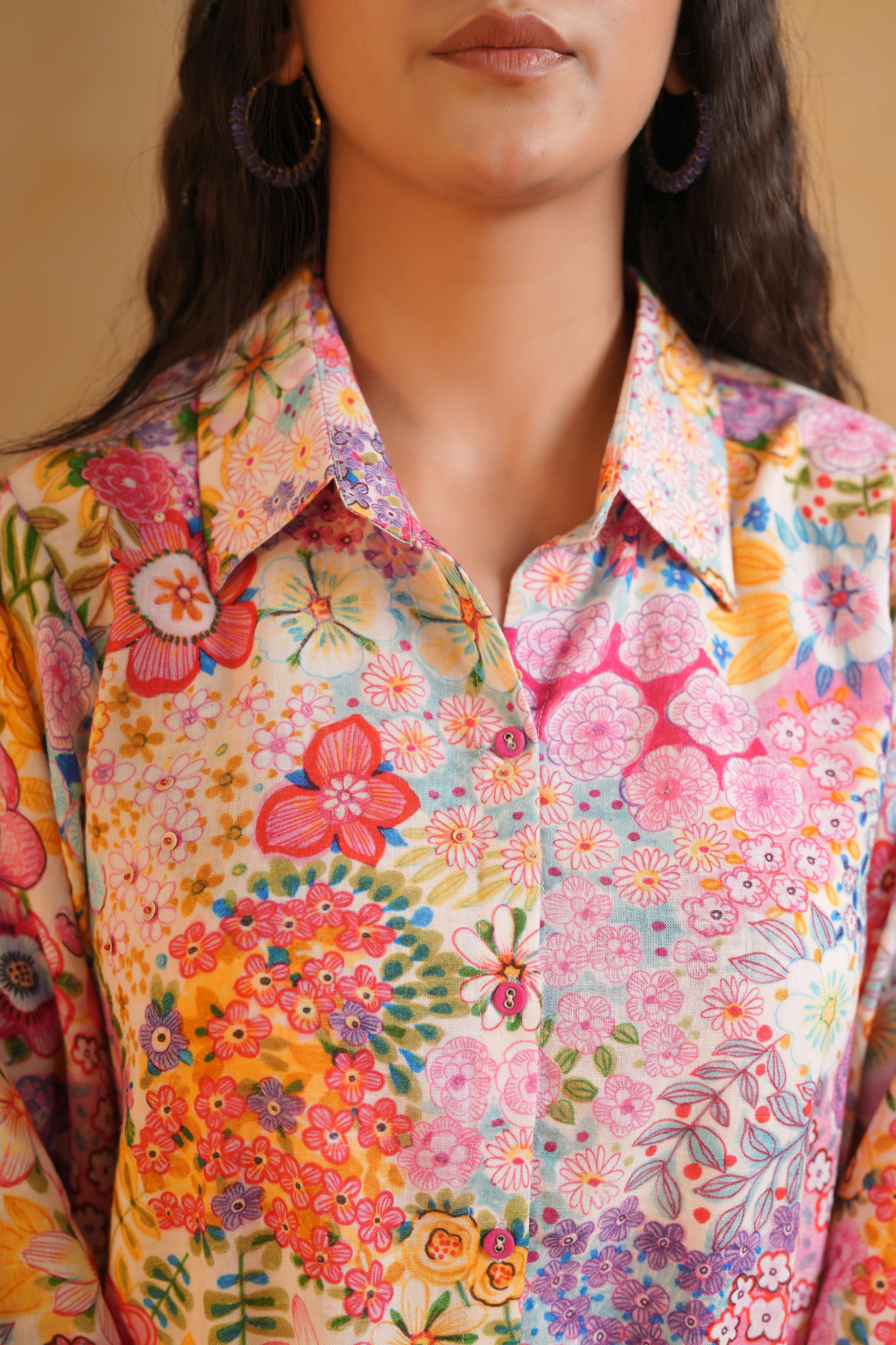 Soft Pink Printed Linen Top