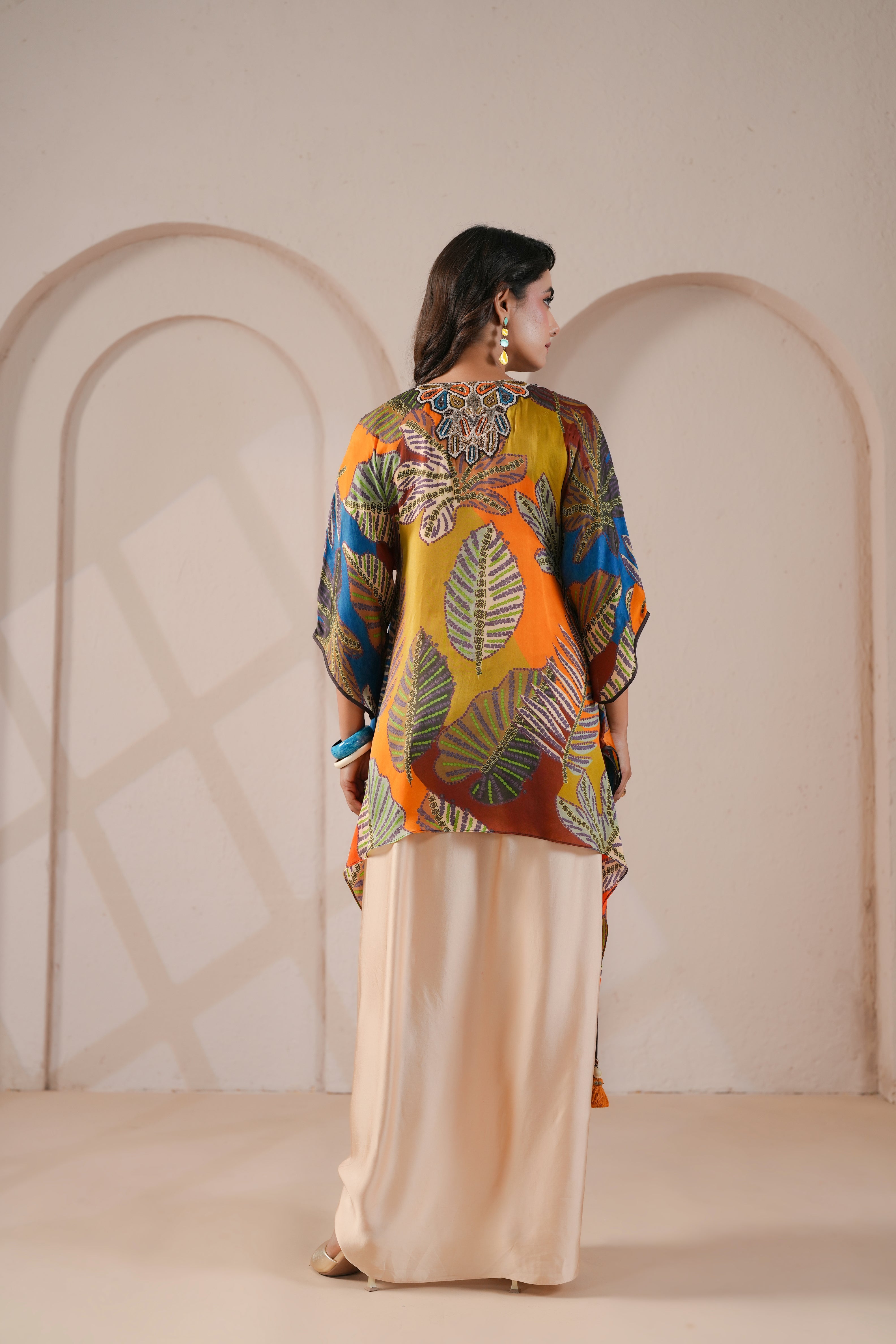 Multi-Tropical Printed Modal Silk Dhoti Set