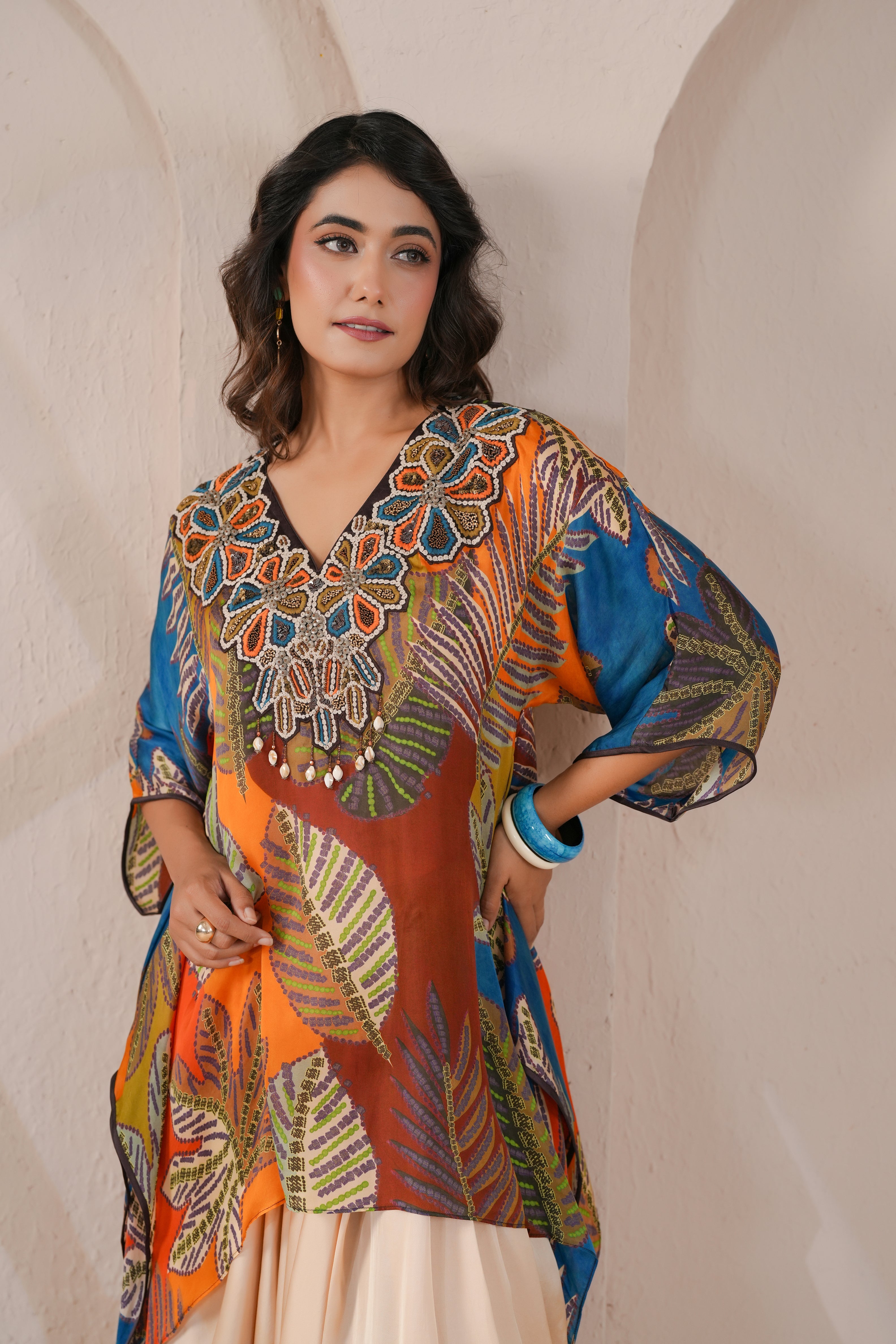Multi-Tropical Printed Modal Silk Dhoti Set