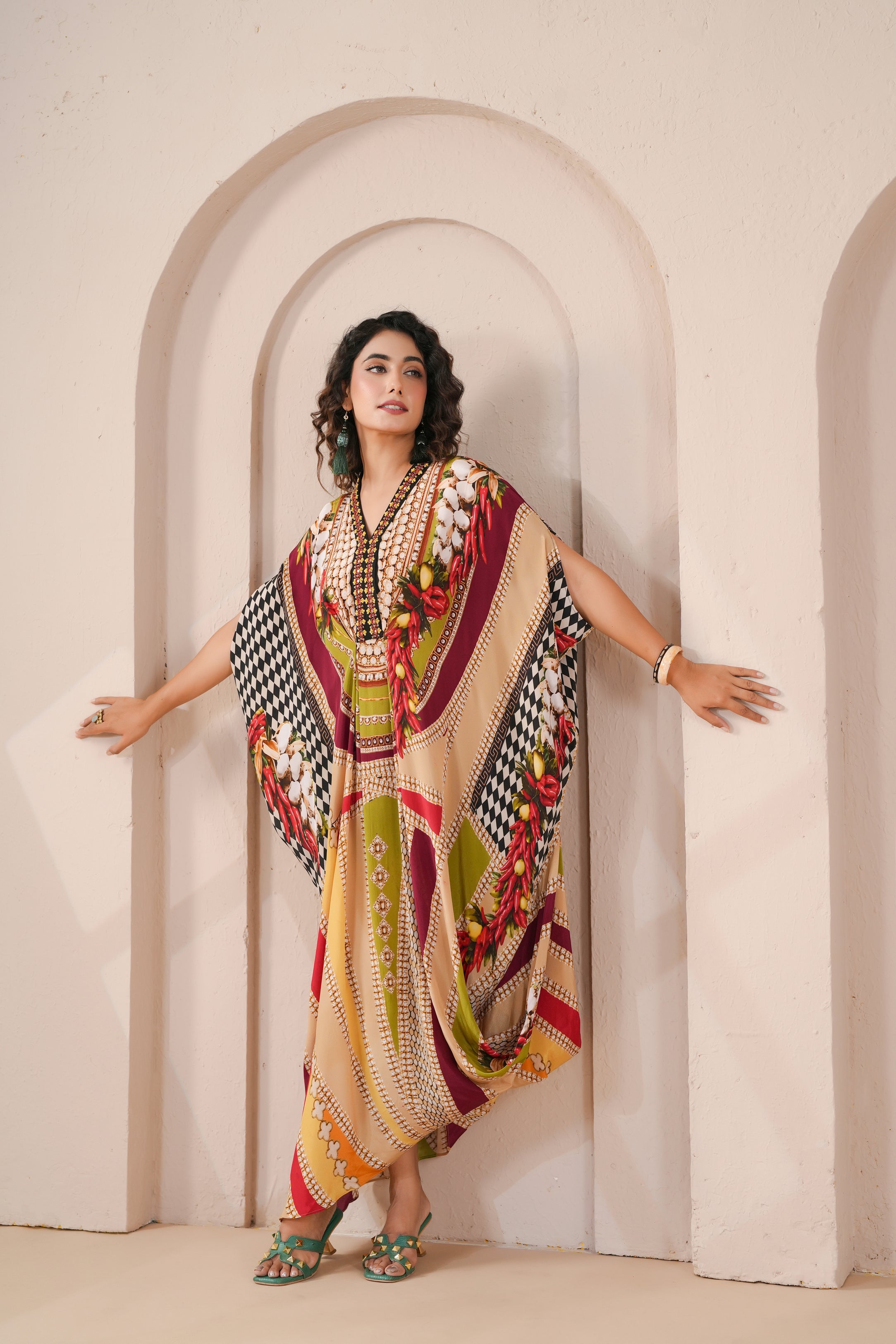 Botanical Printed Viscose Silk Dress