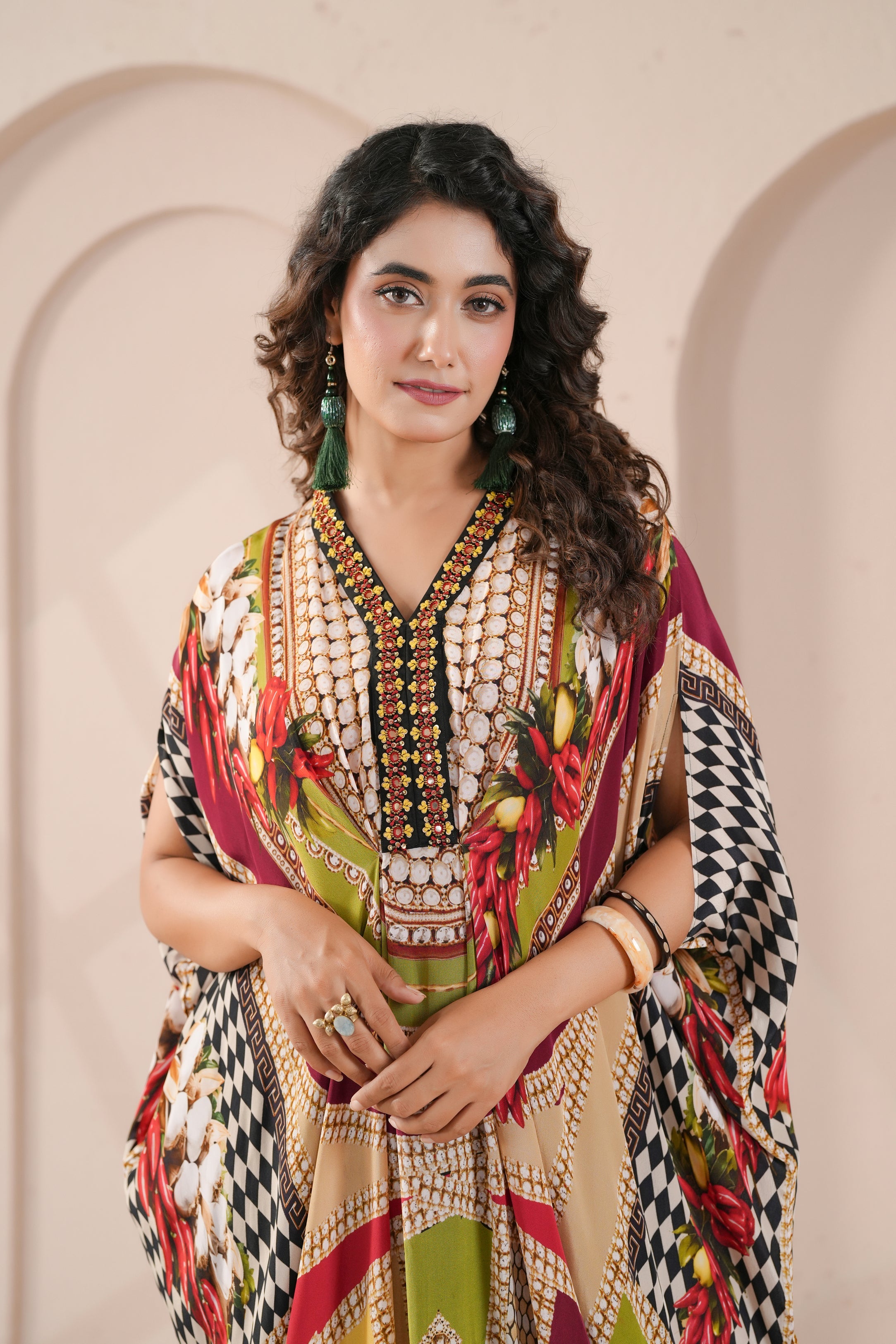 Botanical Printed Viscose Silk Dress