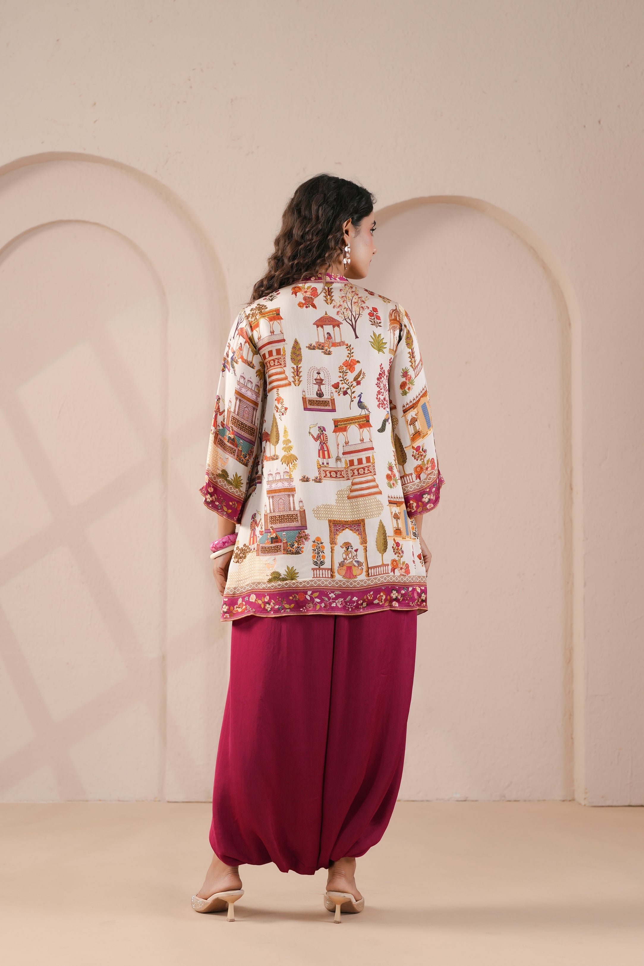 Magenta Printed Modal Silk Co-Ord Set
