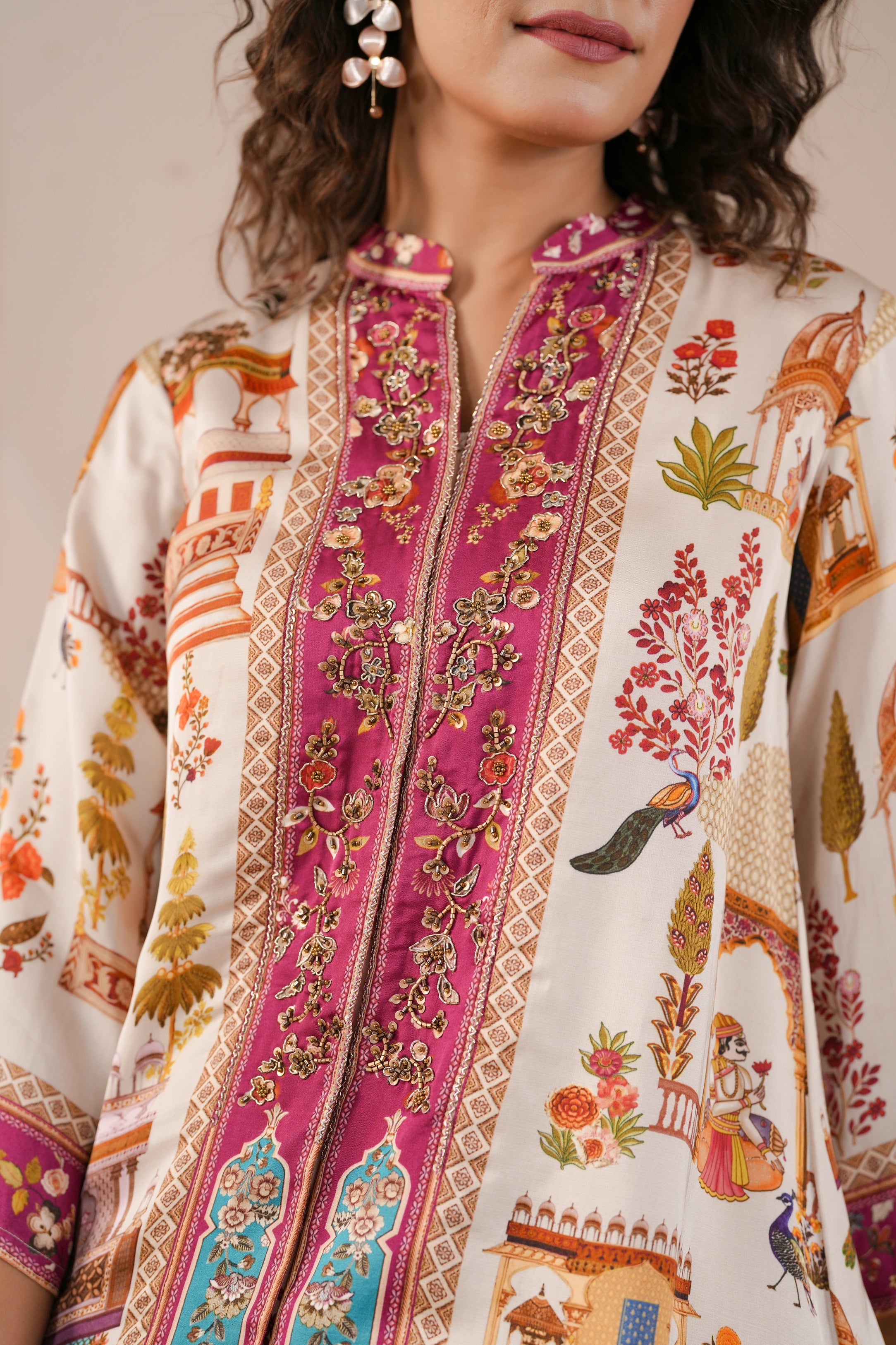Magenta Printed Modal Silk Co-Ord Set