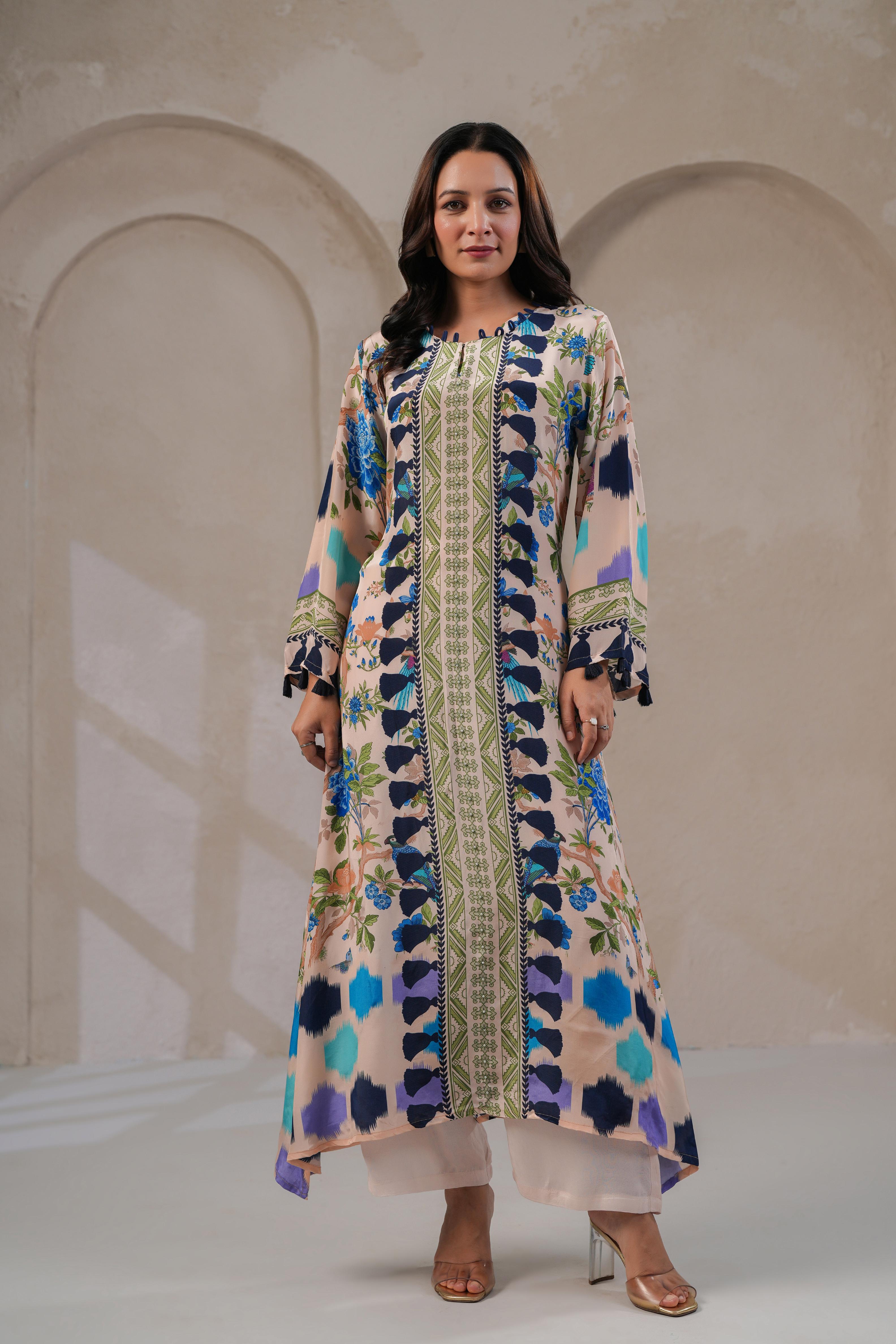 Blush Nude Botanical Kurta Set