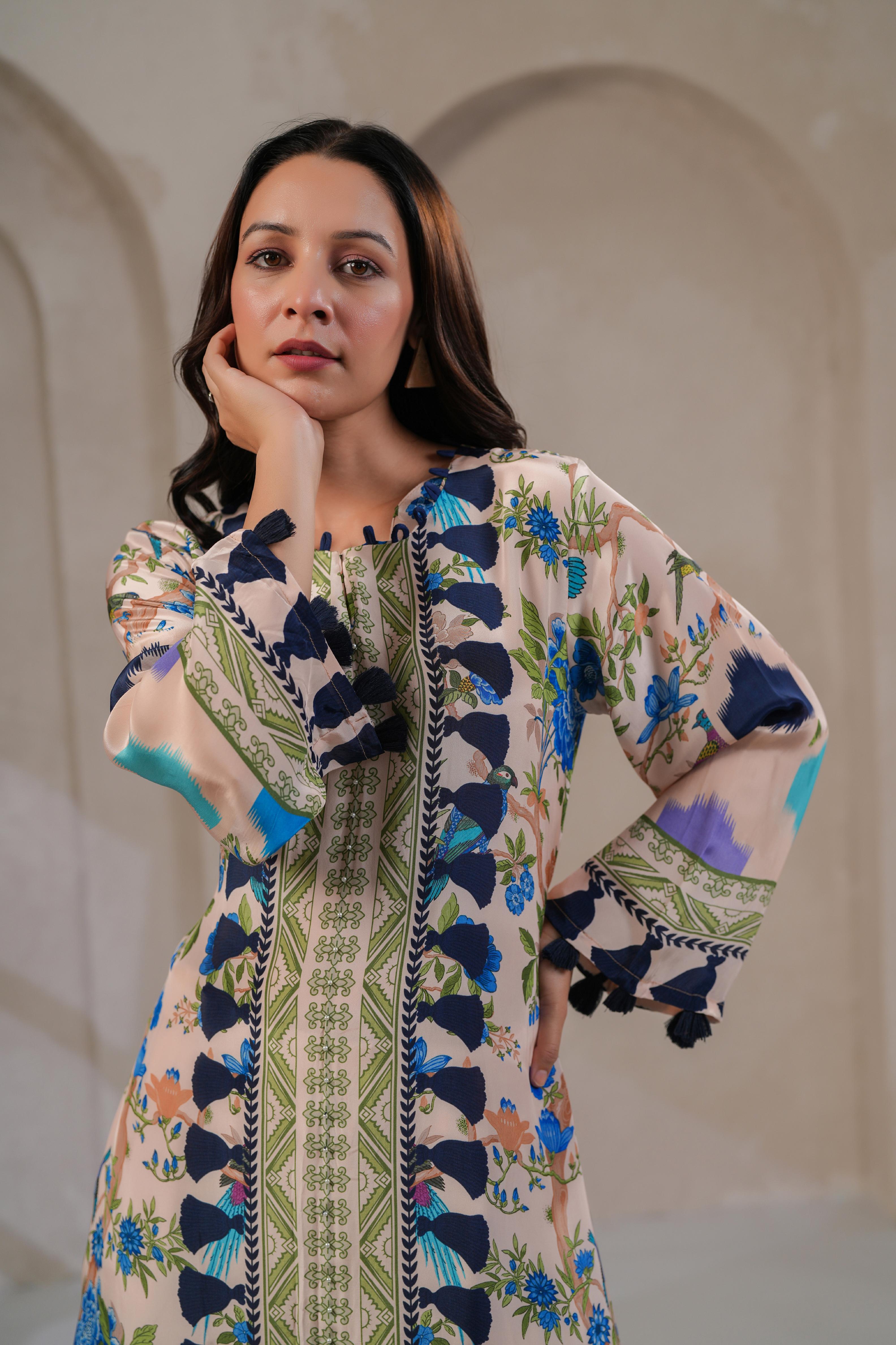 Blush Nude Botanical Kurta Set