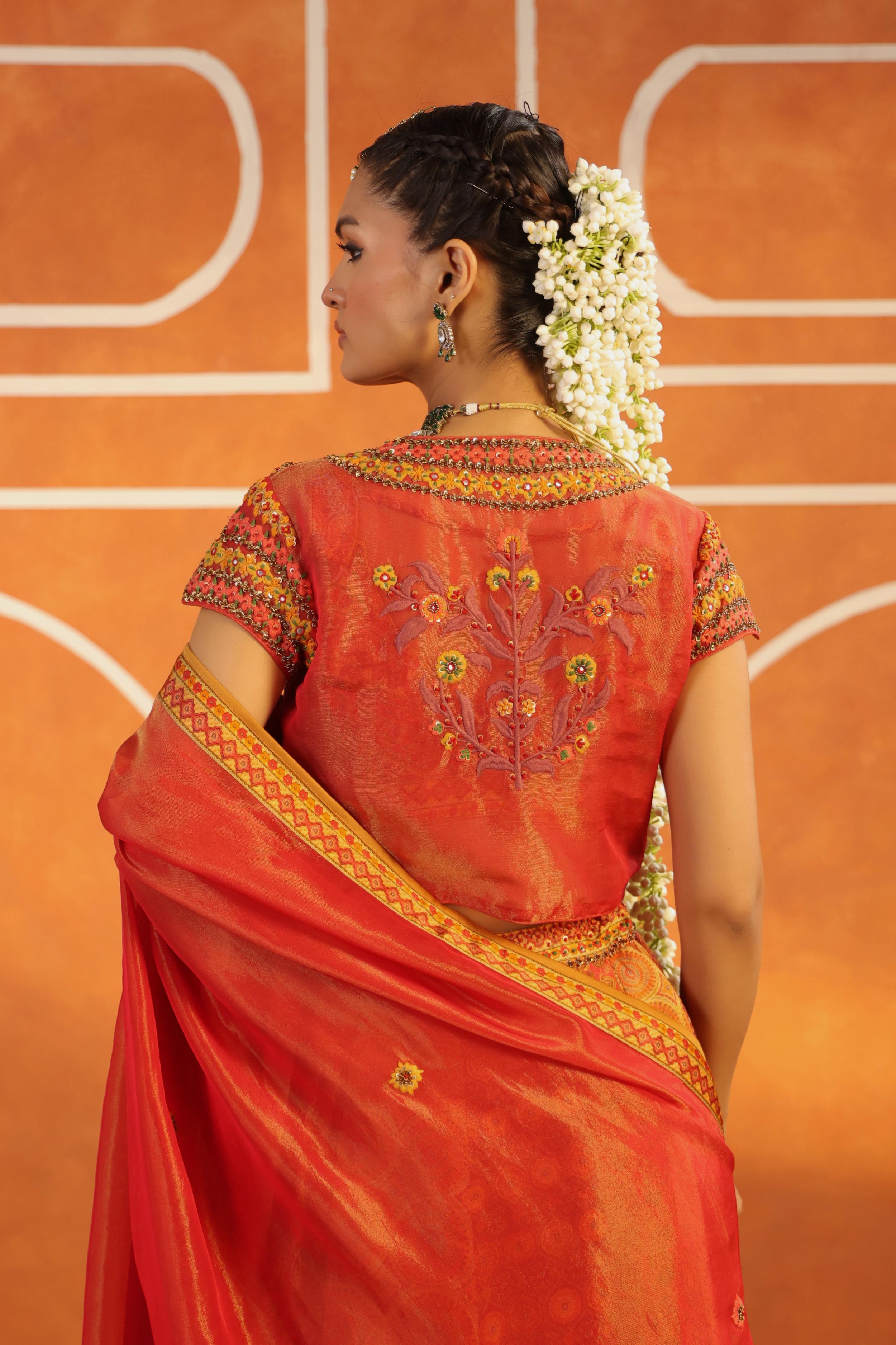 Multicolor Printed Linen Satin Silk Lehenga Set