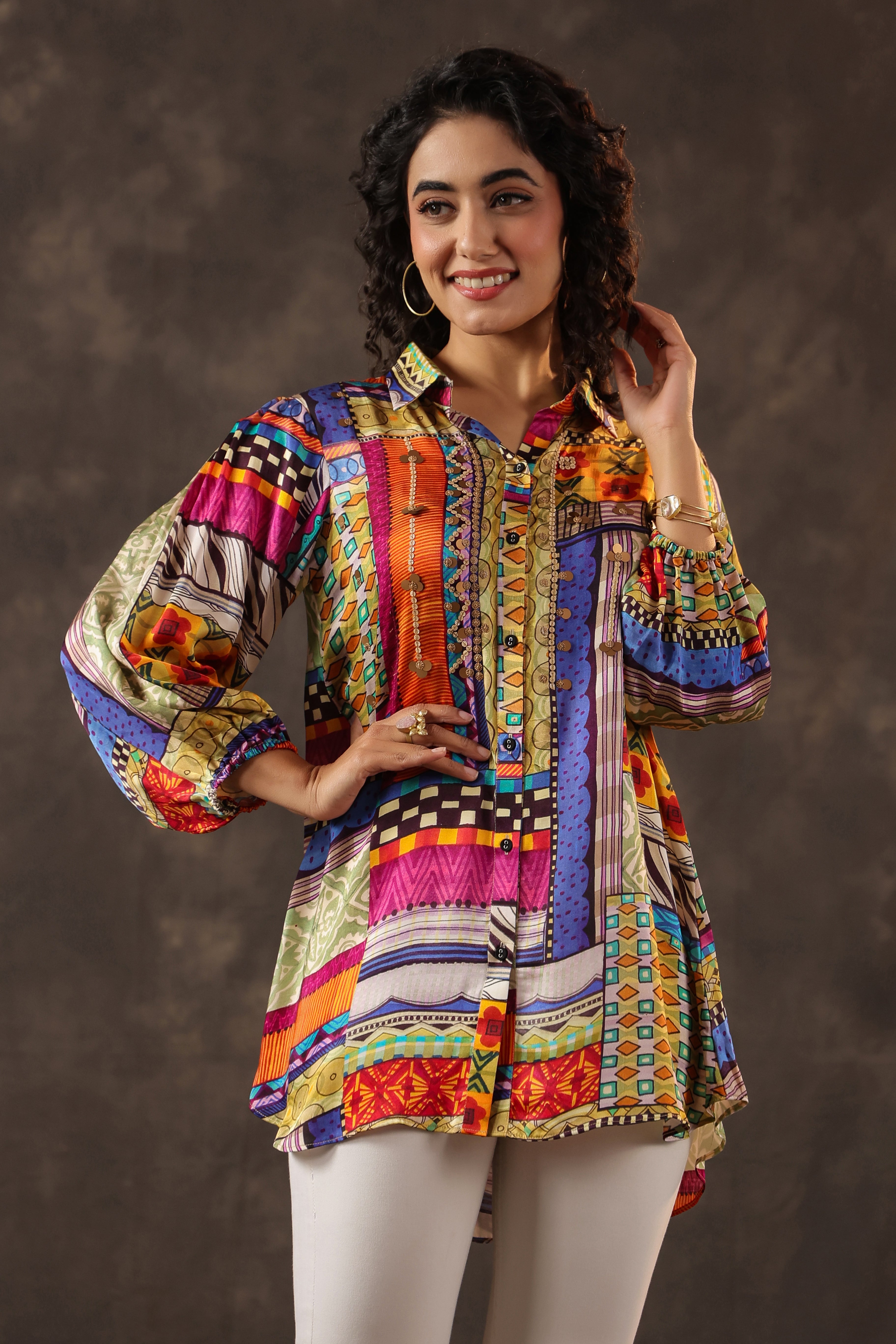 Kaleidoscopic Printed Crepe Silk Top