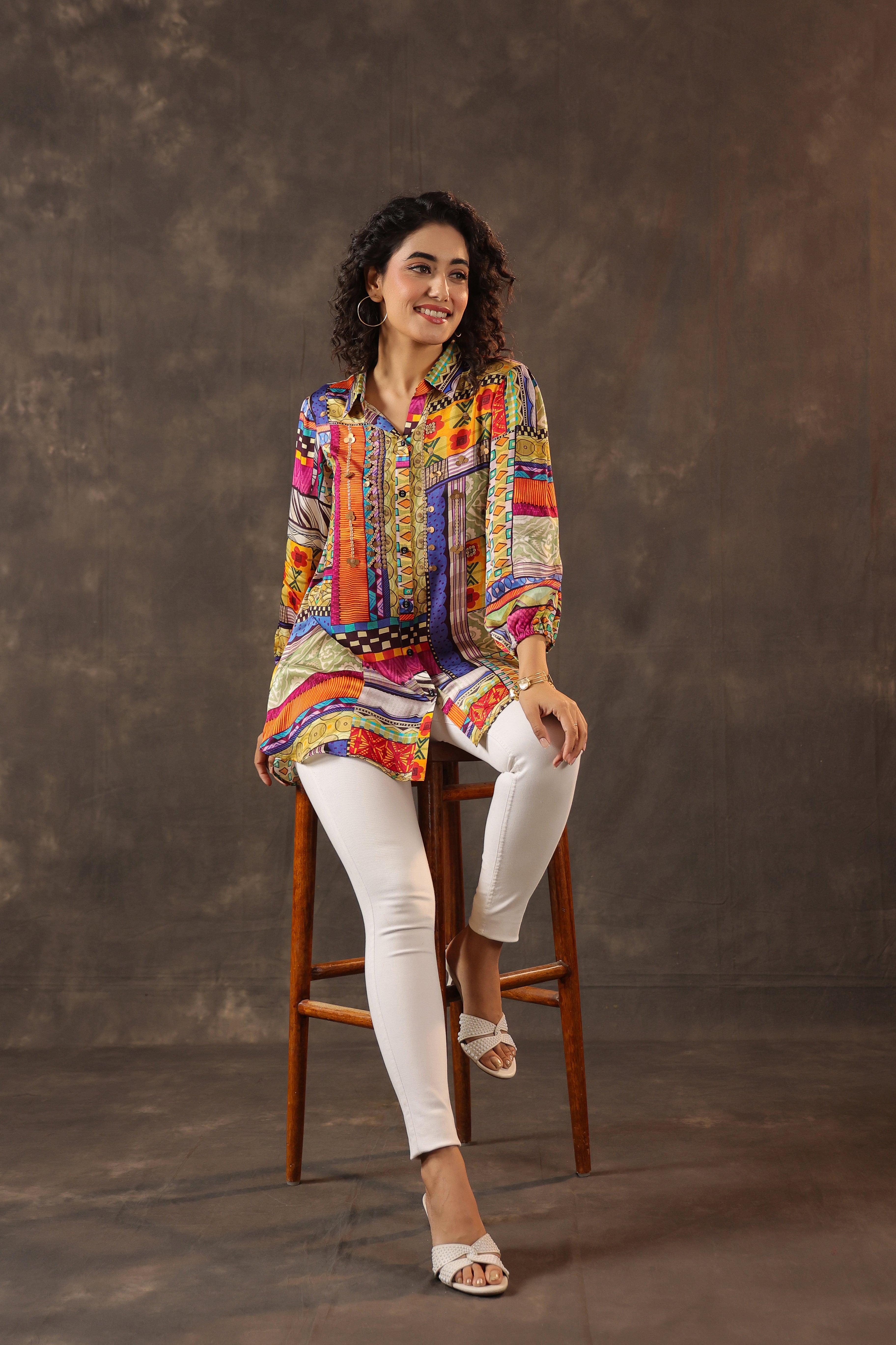 Kaleidoscopic Printed Crepe Silk Top