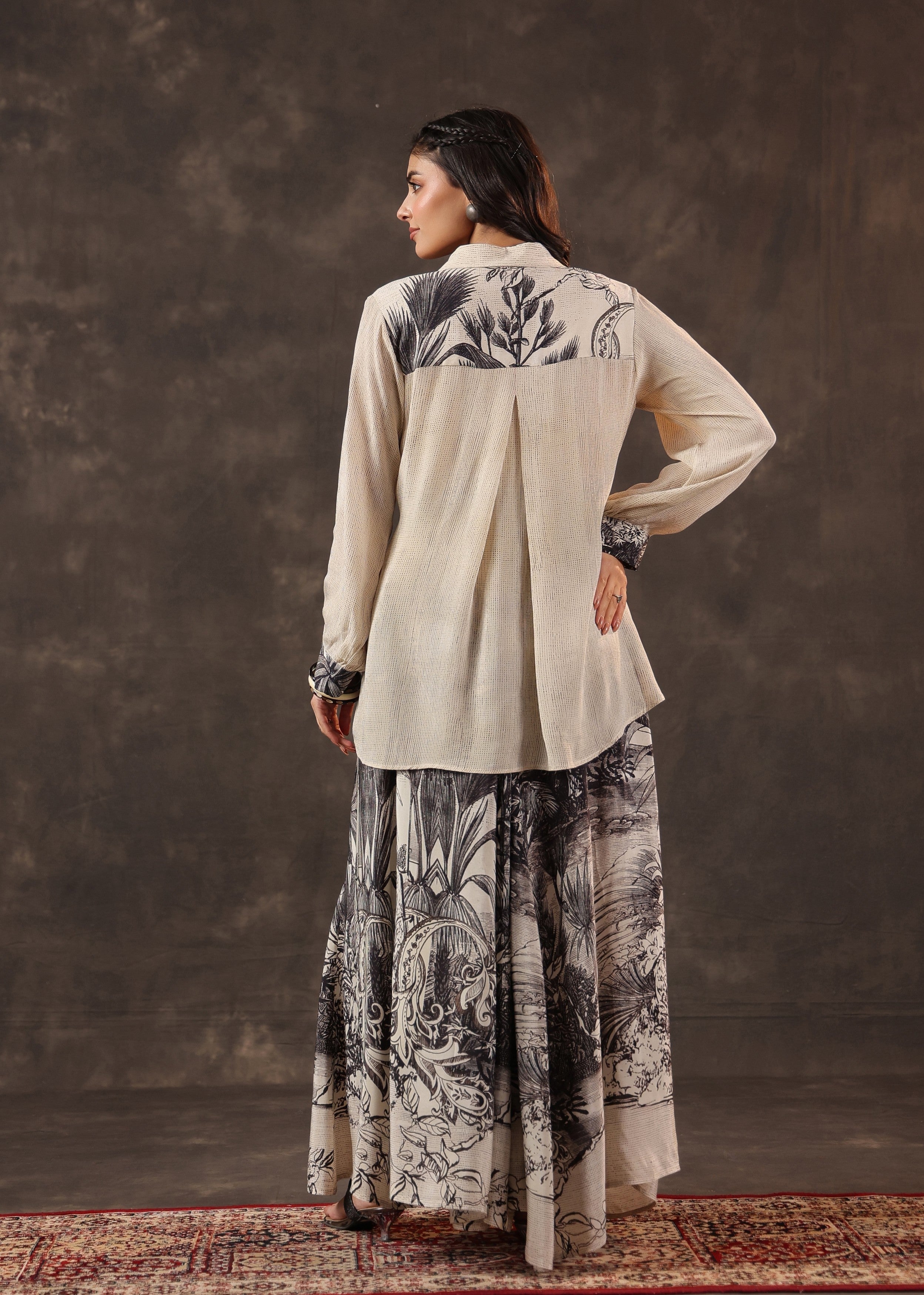 Ivory Onyx Printed Crepe Silk Co-Ord Set