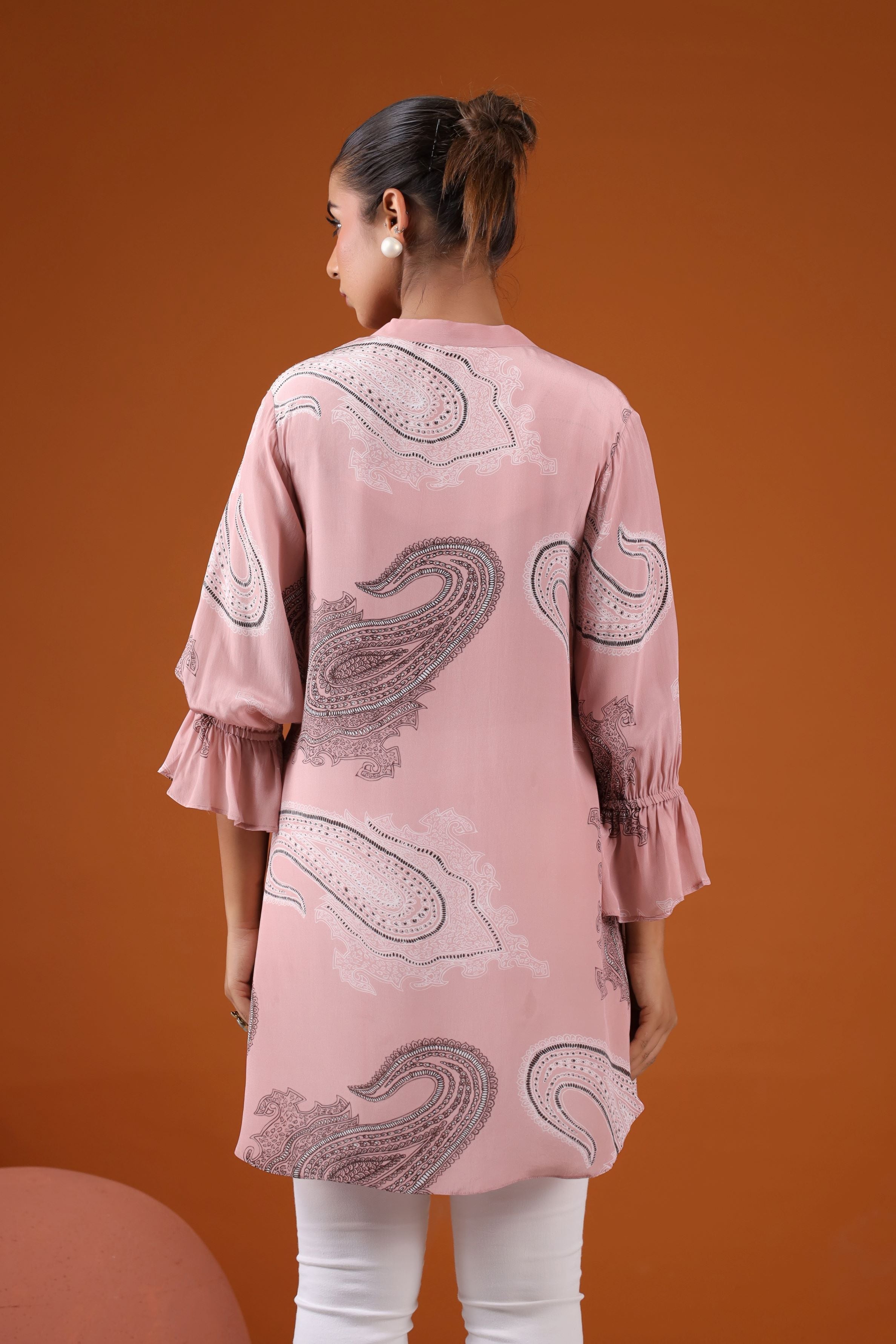 Pink Digital Printed Crepe Silk Shirt