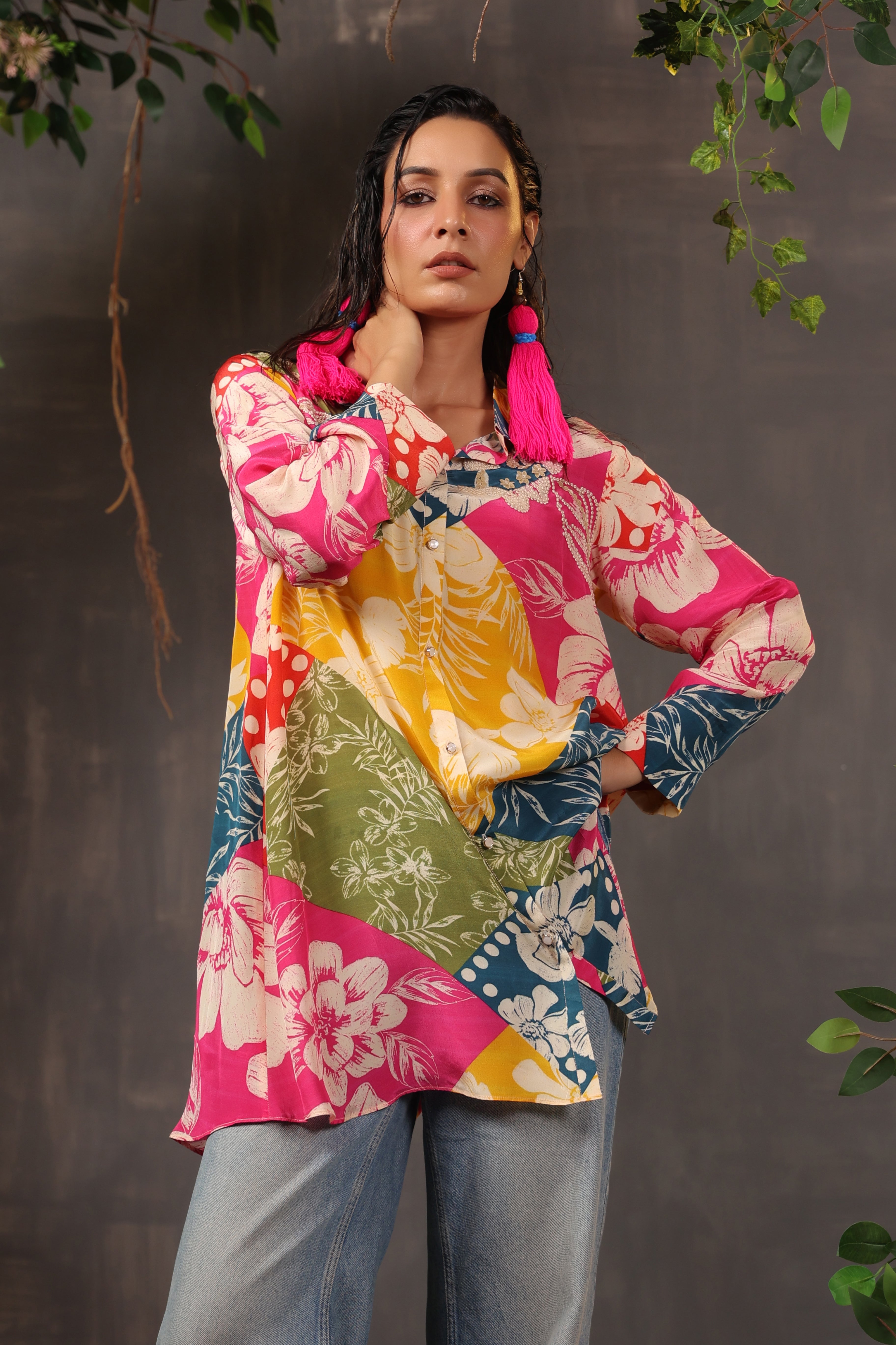 Multicolor Digital Printed Crepe Silk Shirt