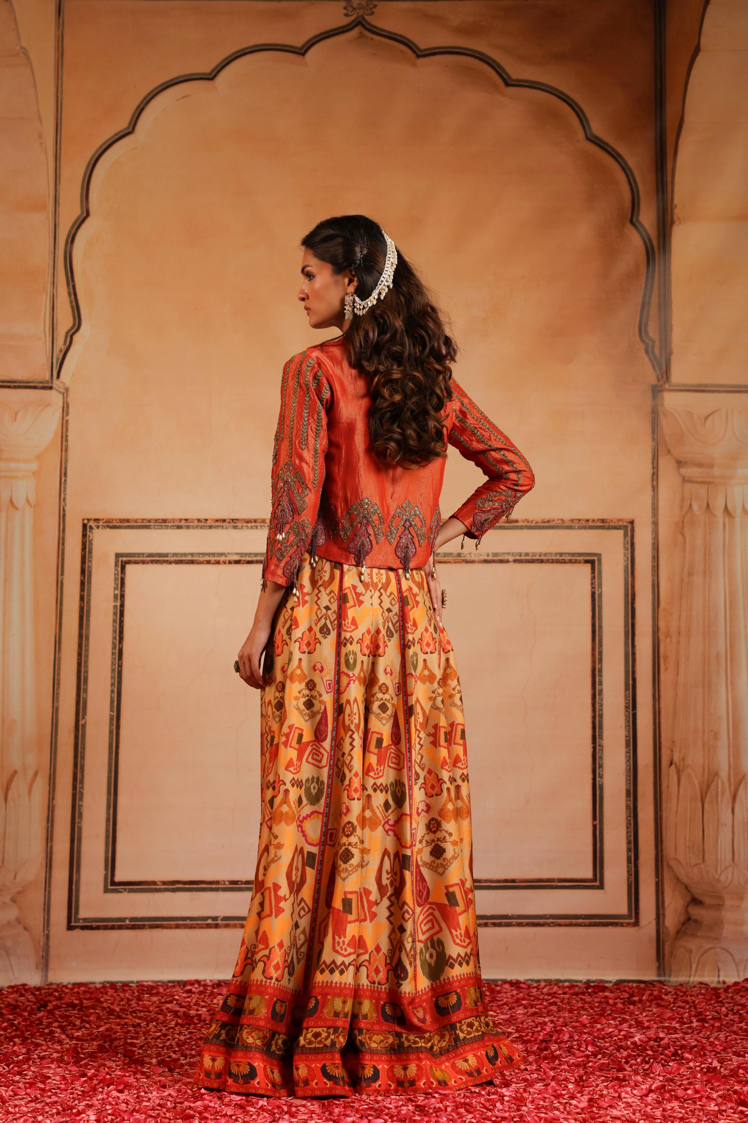 Multicolor Embellished Silk Sharara Set