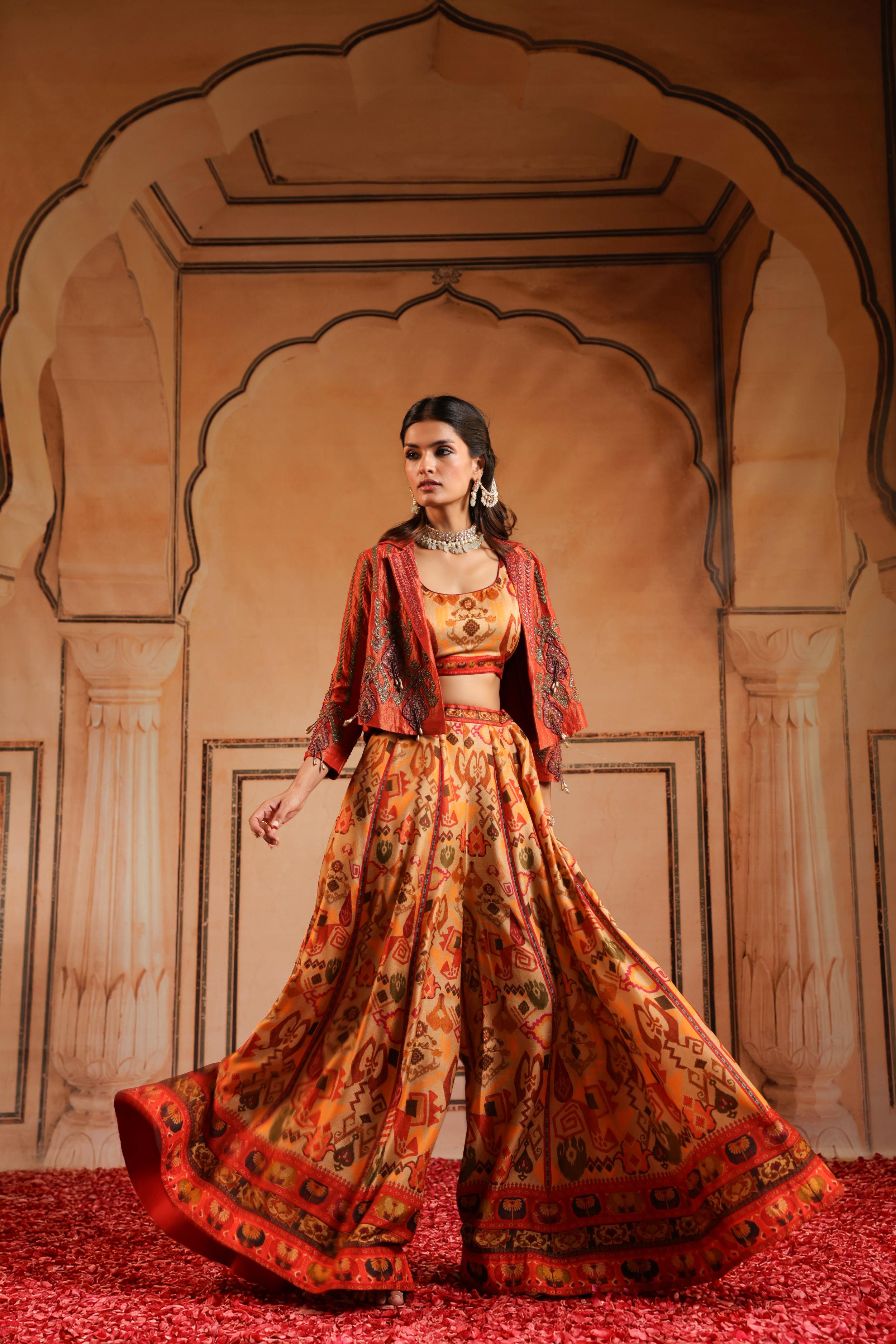 Multicolor Embellished Silk Sharara Set