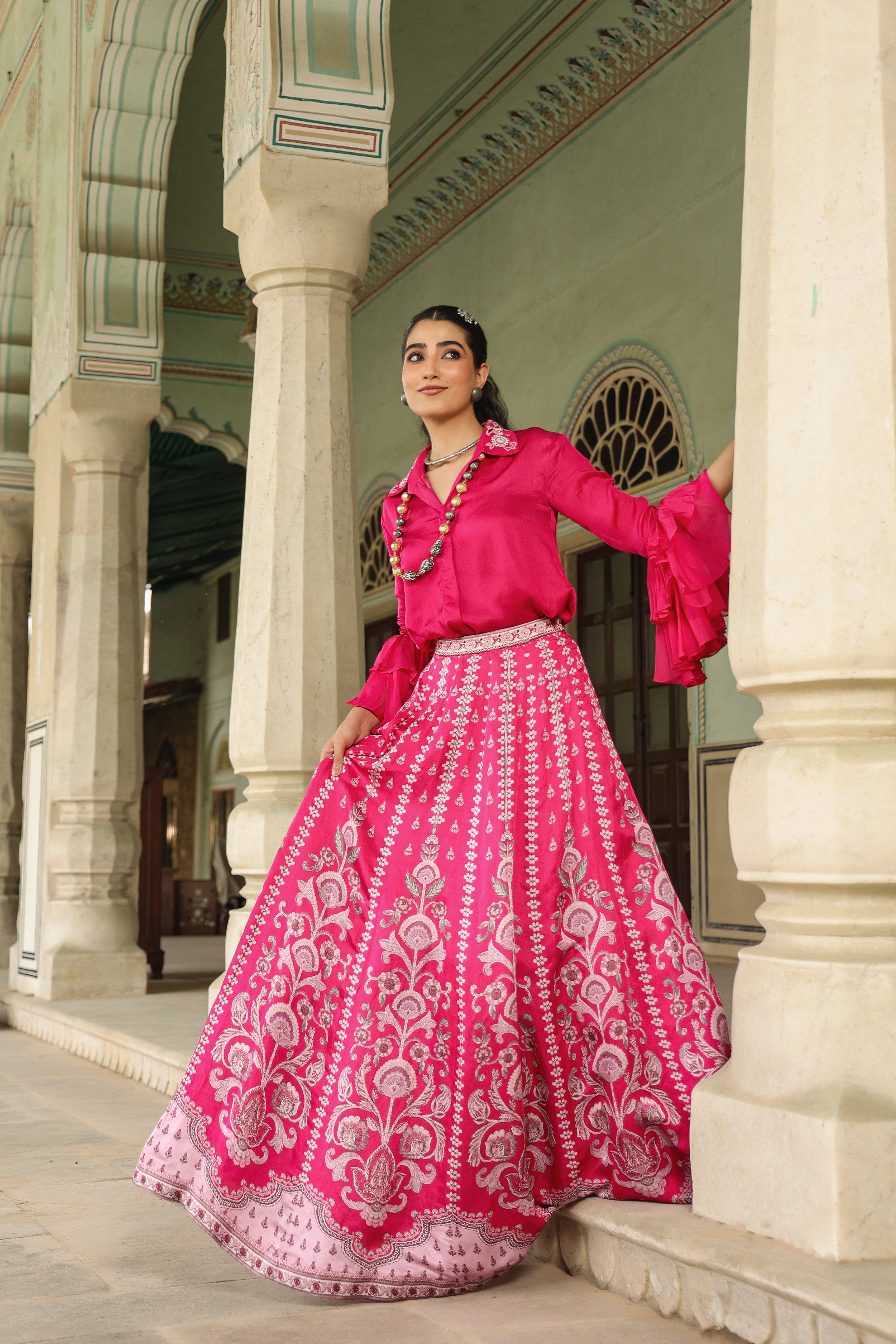 Rani Pink Traditional Printed Lehenga Set