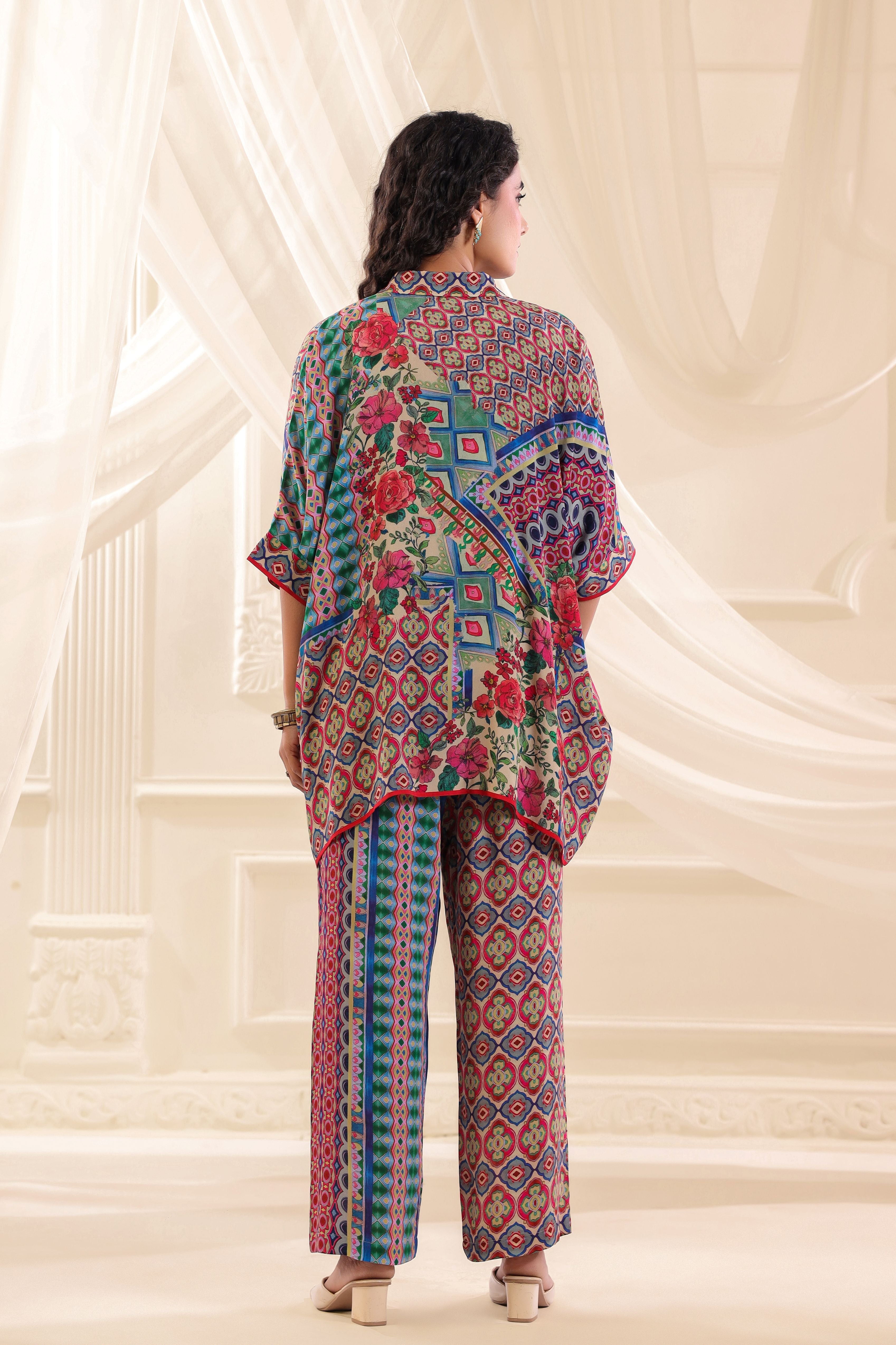 Vibrant Mix Printed Crepe Silk Co-Ord Set