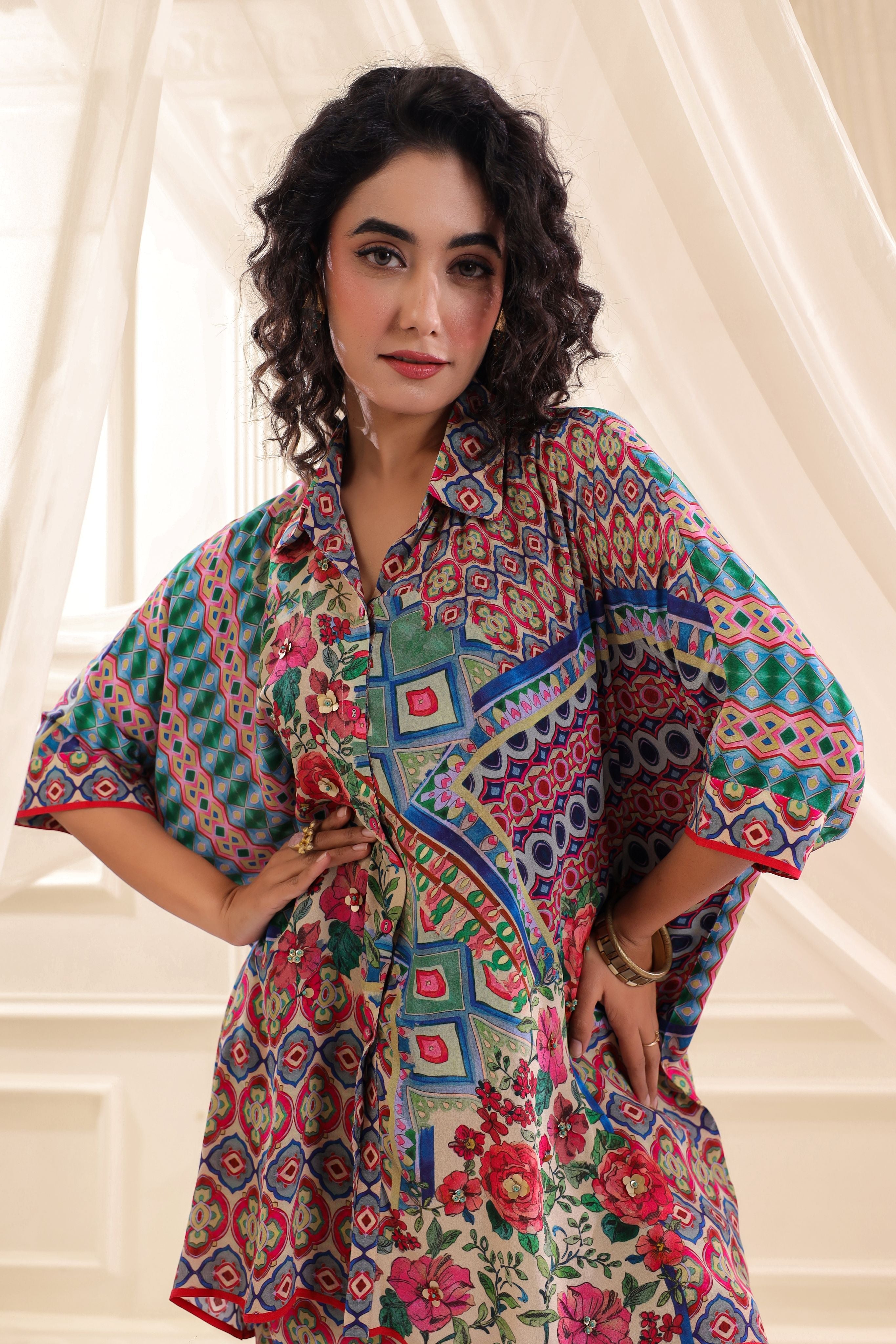Vibrant Mix Printed Crepe Silk Co-Ord Set