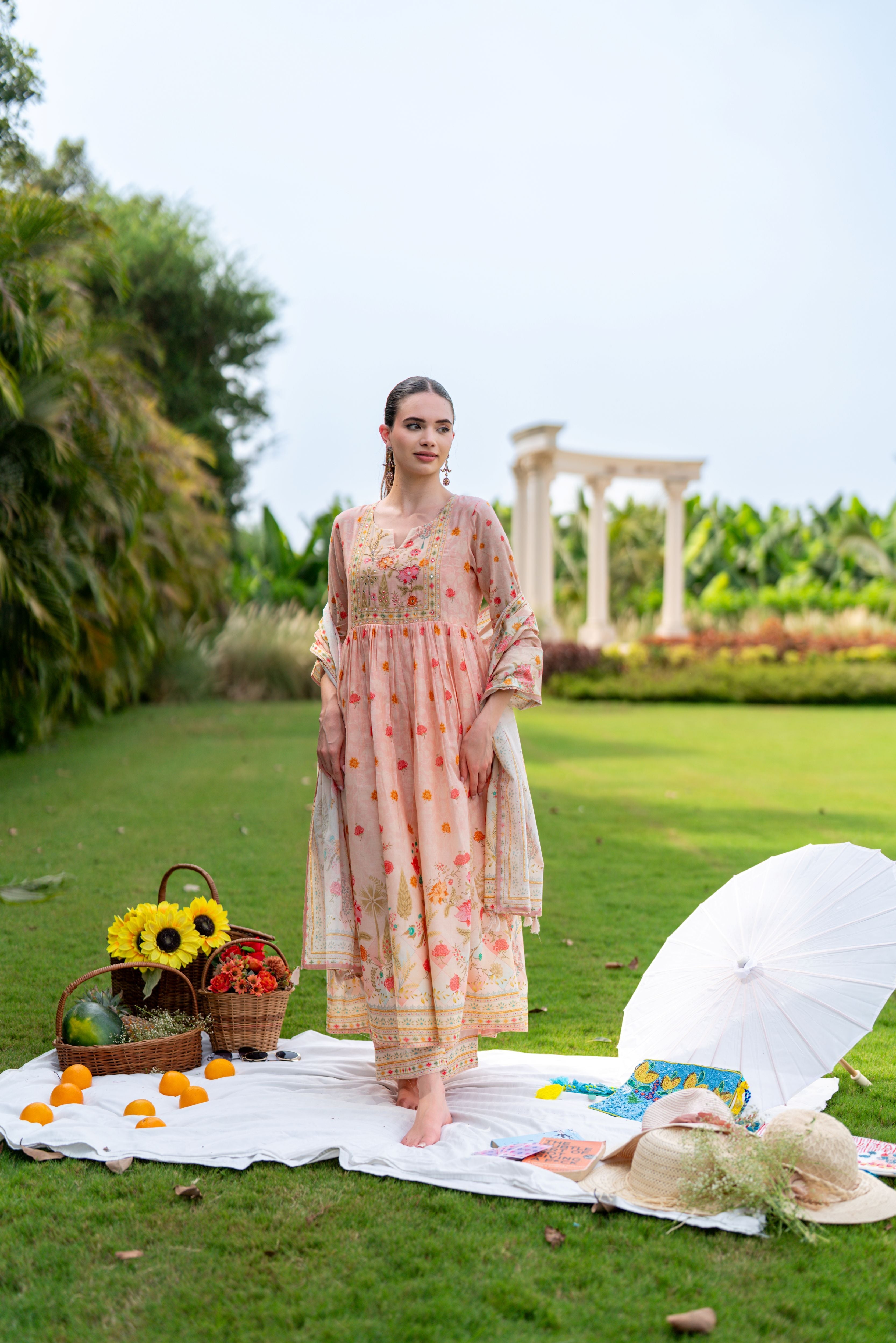 Siya Floral Printed Mul Cotton Anarkali Set