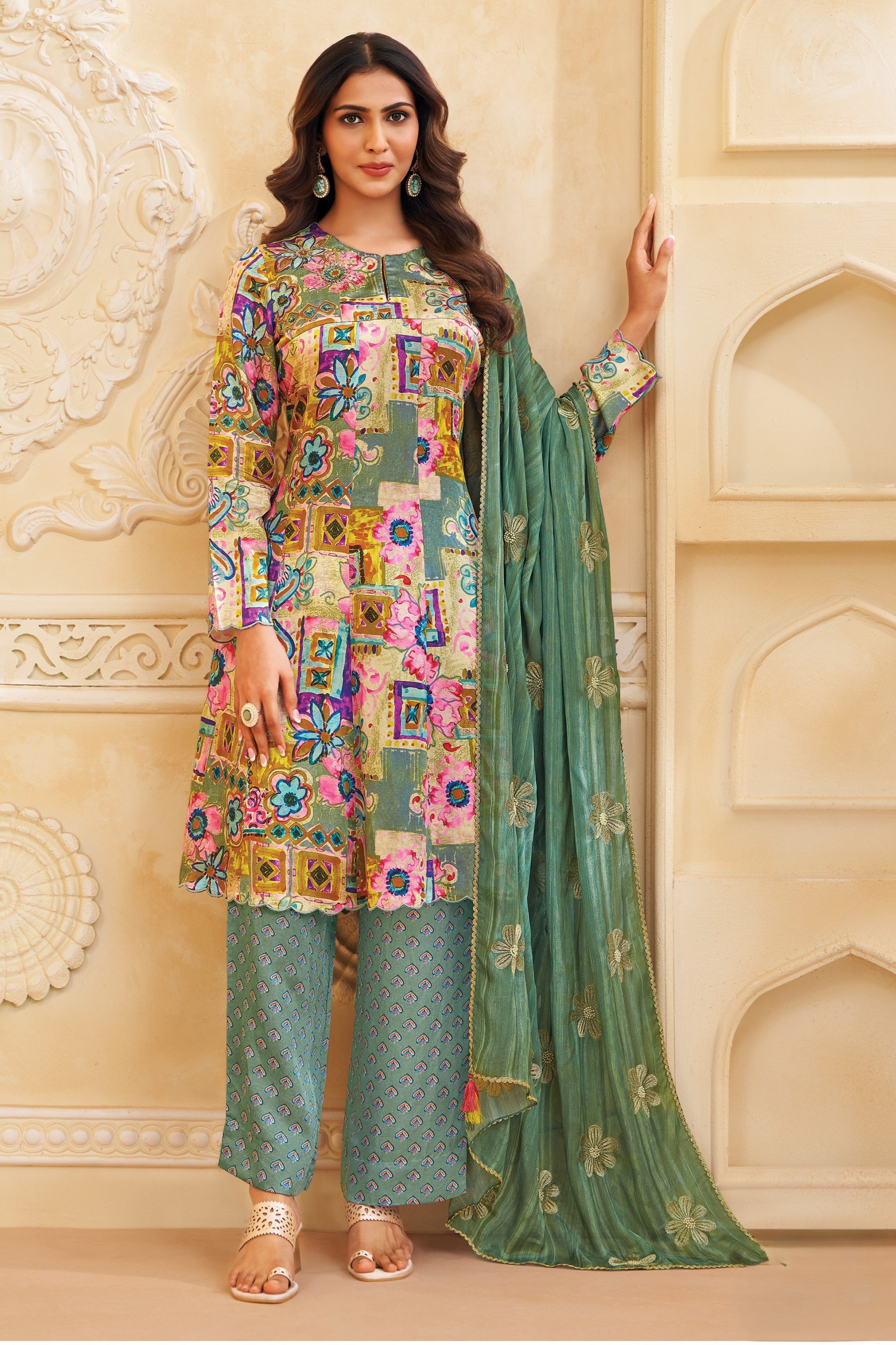 Meadow Printed Satin Silk Pant Set