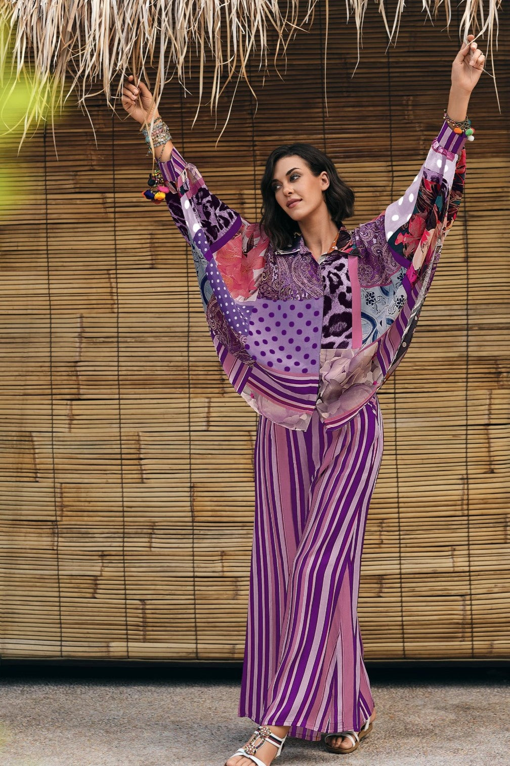 Sunset Purple Digital Printed French Crepe Co-Ord Set