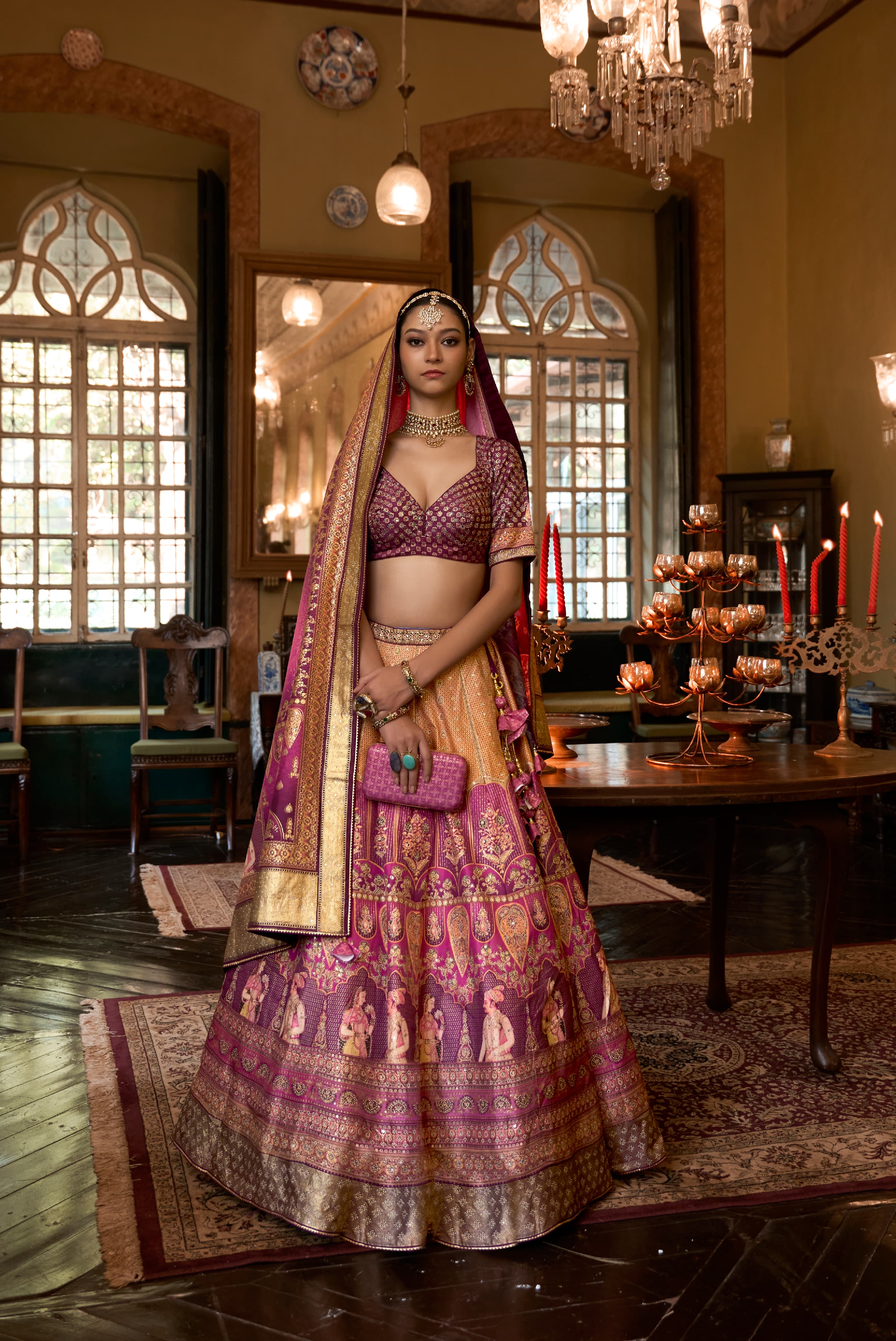 Mulberry Purple Embroidered Premium Silk Lehenga Set