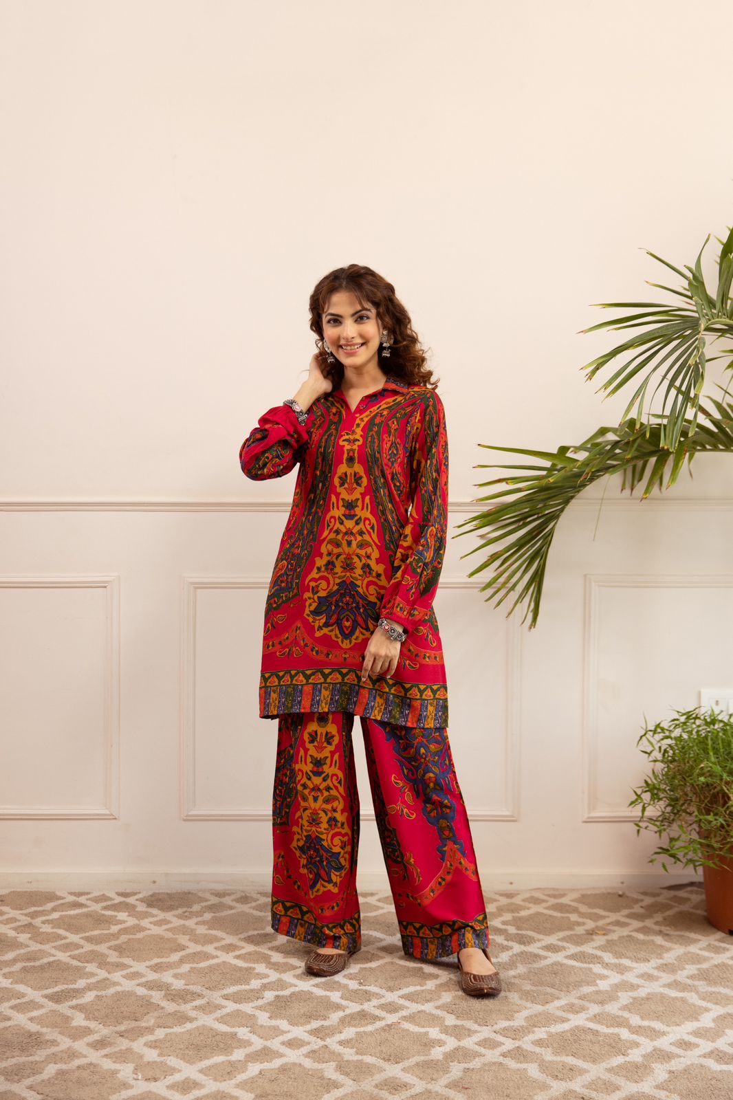 Multi Color Printed Rayon Co-Ord Set