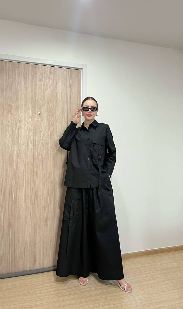 Black Cotton Co-Ord Set