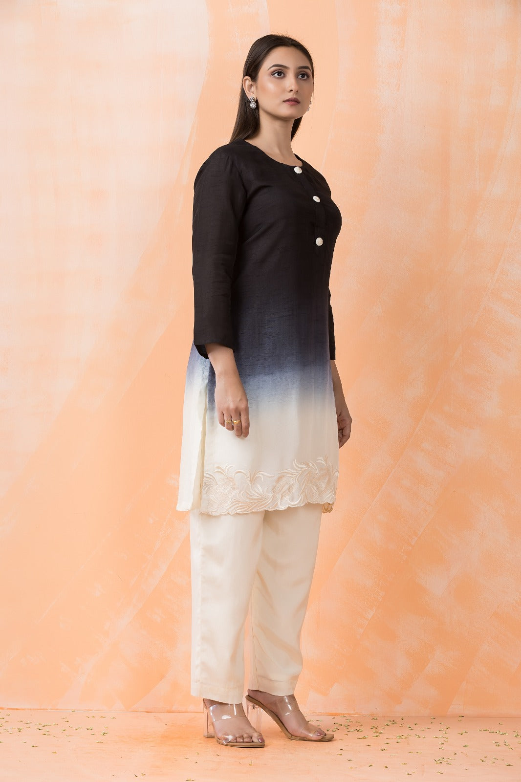 Midnight Ombré Embroidered Premium Silk Kurta Set