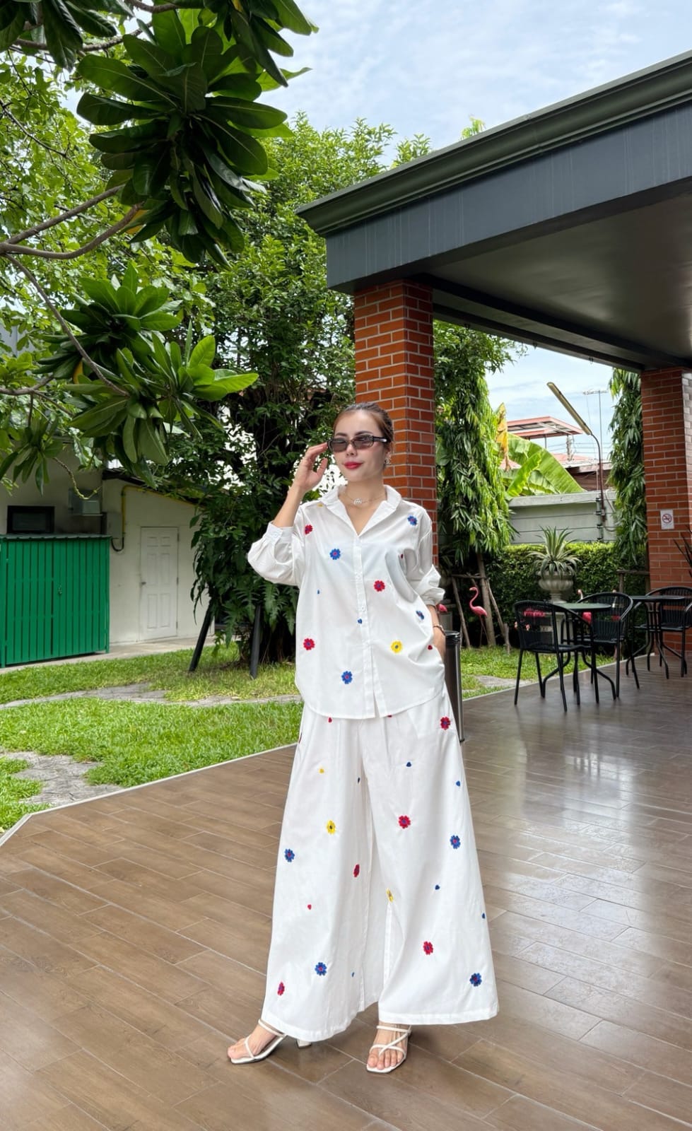 Crisp White Embroidered Organic Cotton Co-Ord Set