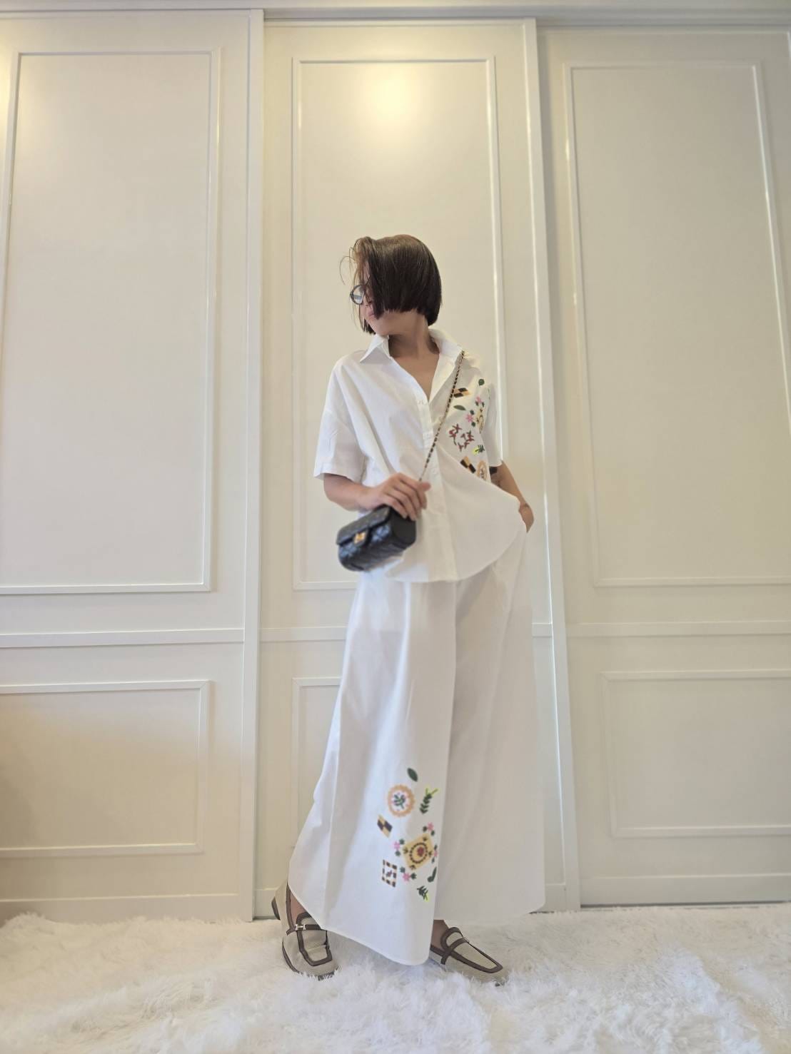 Crisp White Abstract Embroidered Cotton Co-ord Set
