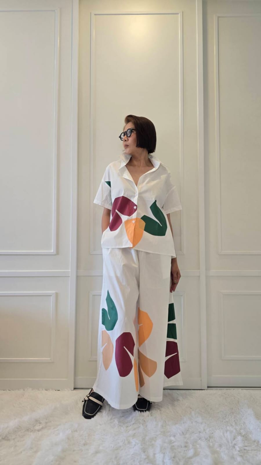 Marble White Abstract Printed Cotton Co-ord Set