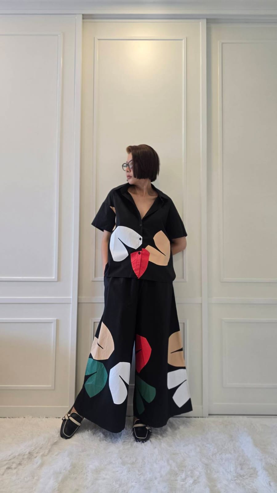 Classic Black Abstract Printed Cotton Co-ord Set