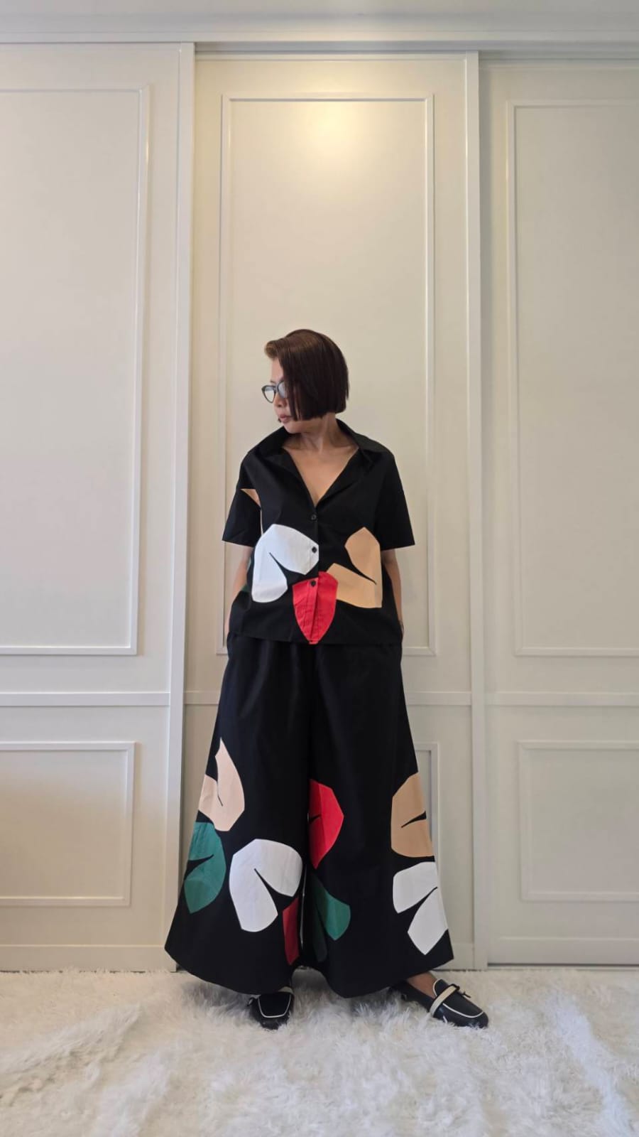 Classic Black Abstract Printed Cotton Co-ord Set