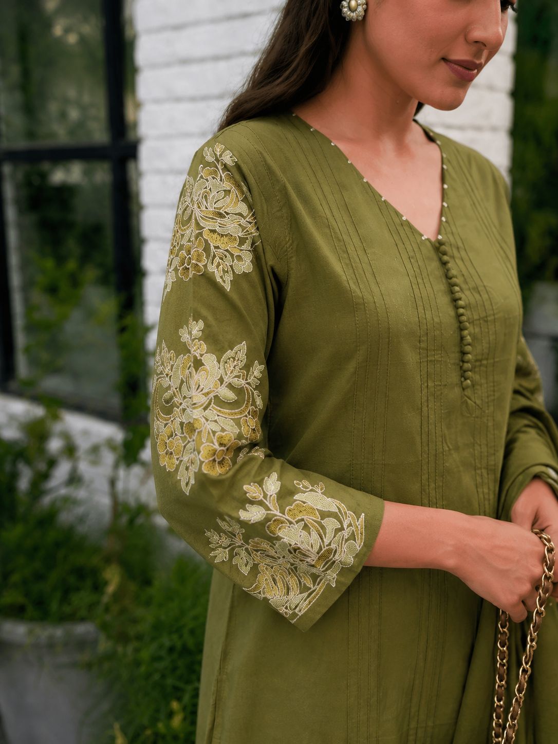 Olive Sienna Printed Cotton Pant Set