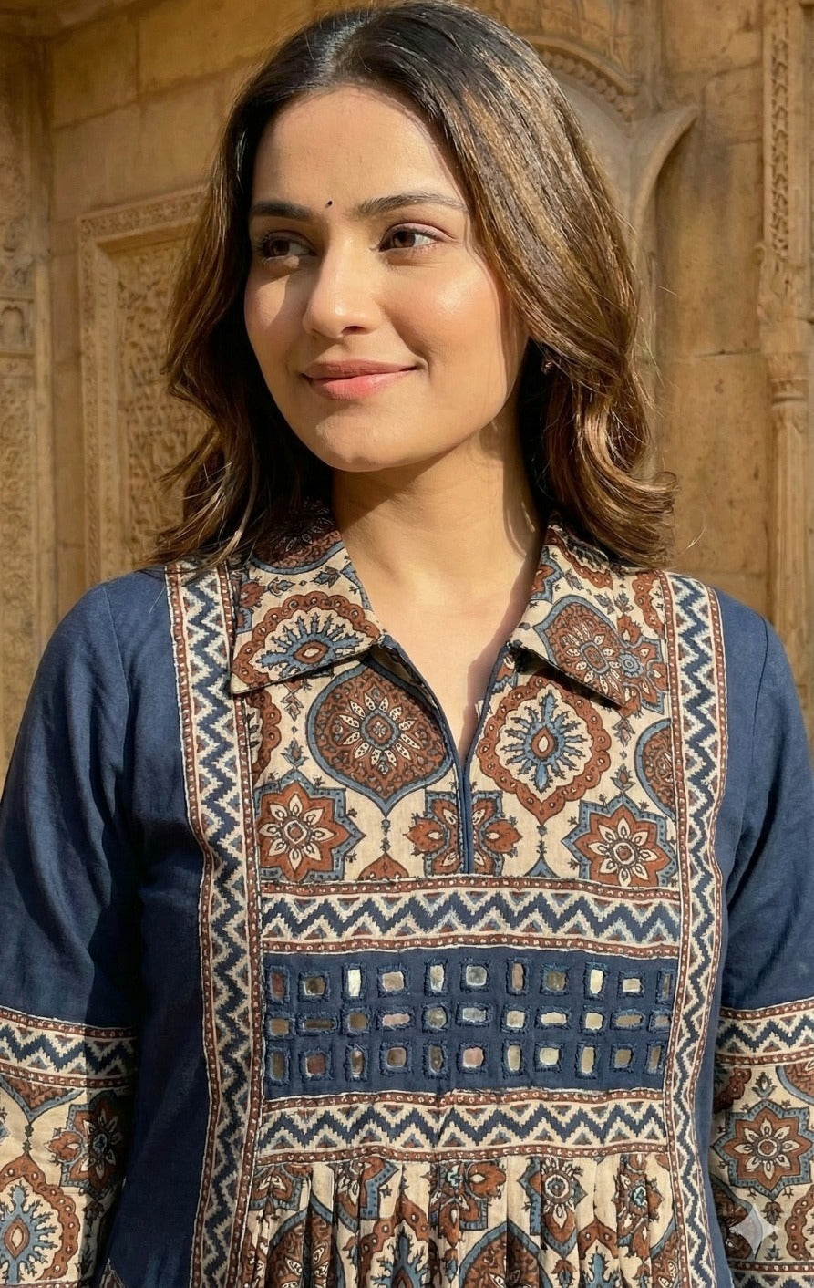 Indigo Azure Printed Cotton Dress