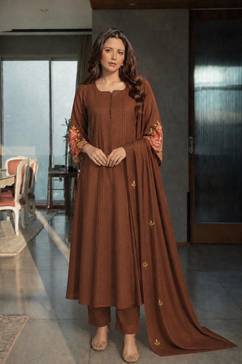 Grape Meadow Embroidered Cotton Anarkali Set