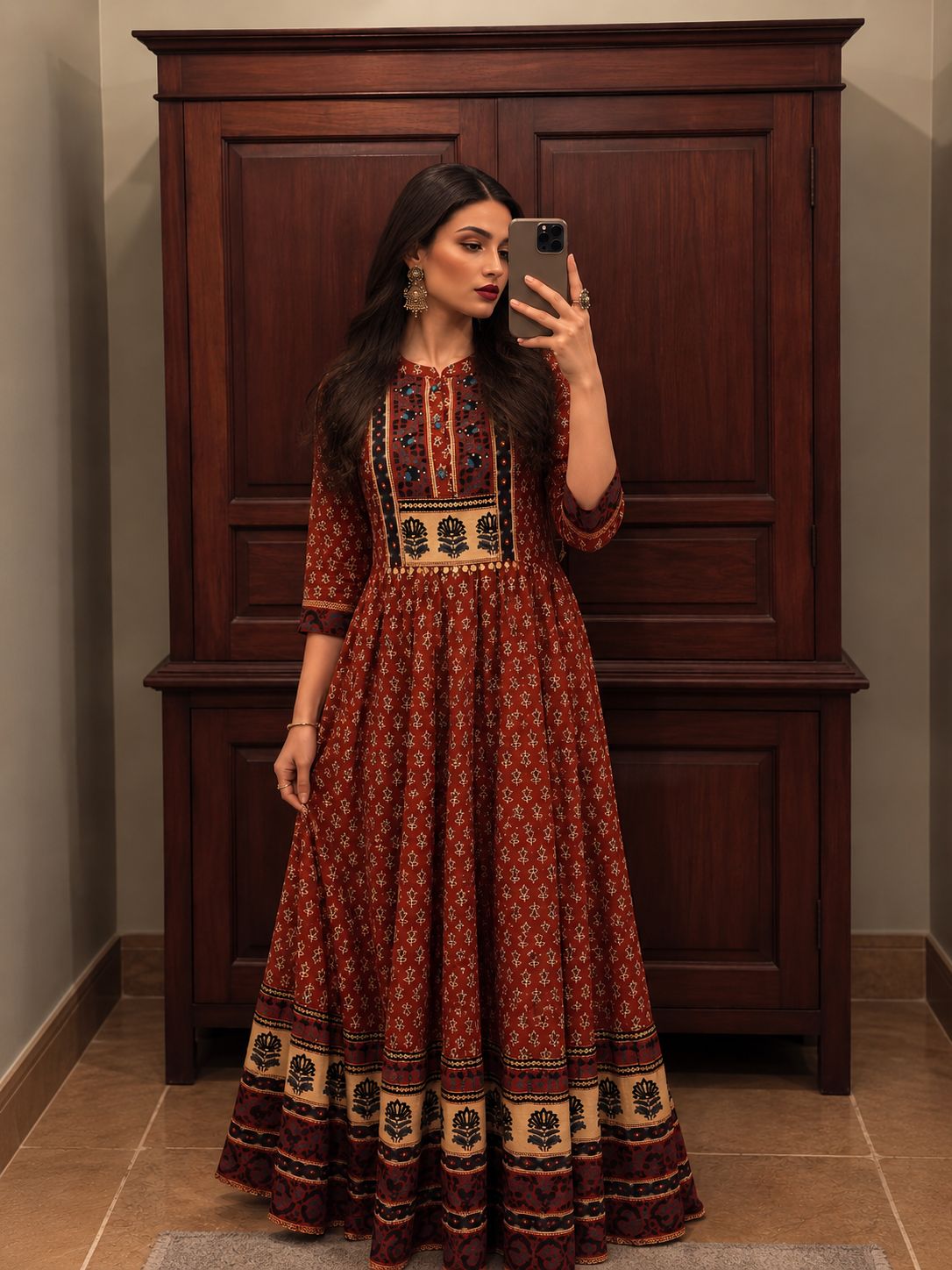 Heritage Printed Mul-Cotton Anarkali Gown