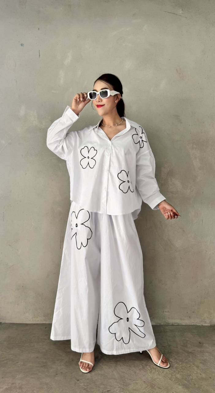 White Floral Embroidered Co-Ord Set