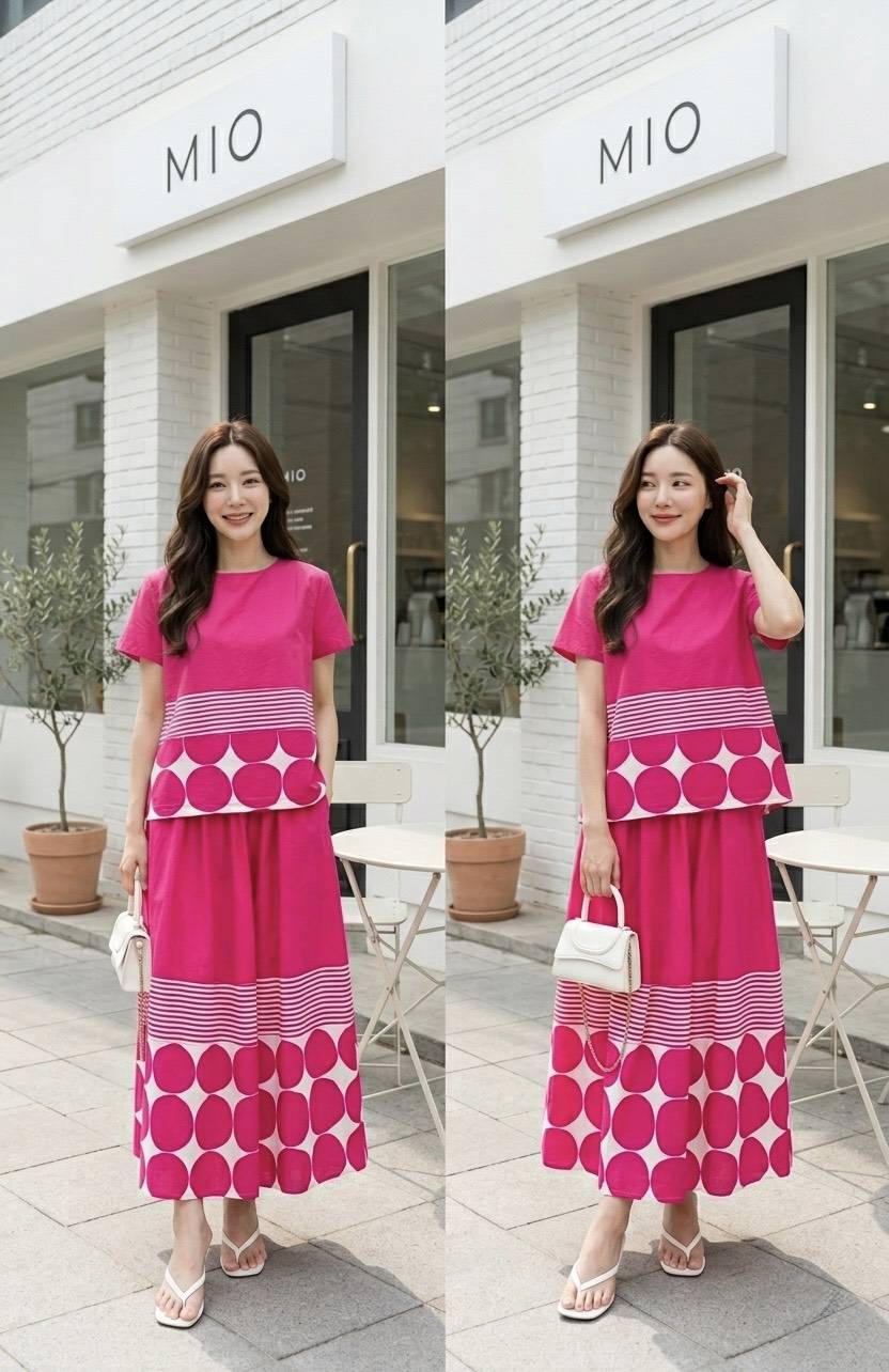 Hot Pink Plastisol Print Cotton Co-Ord Set