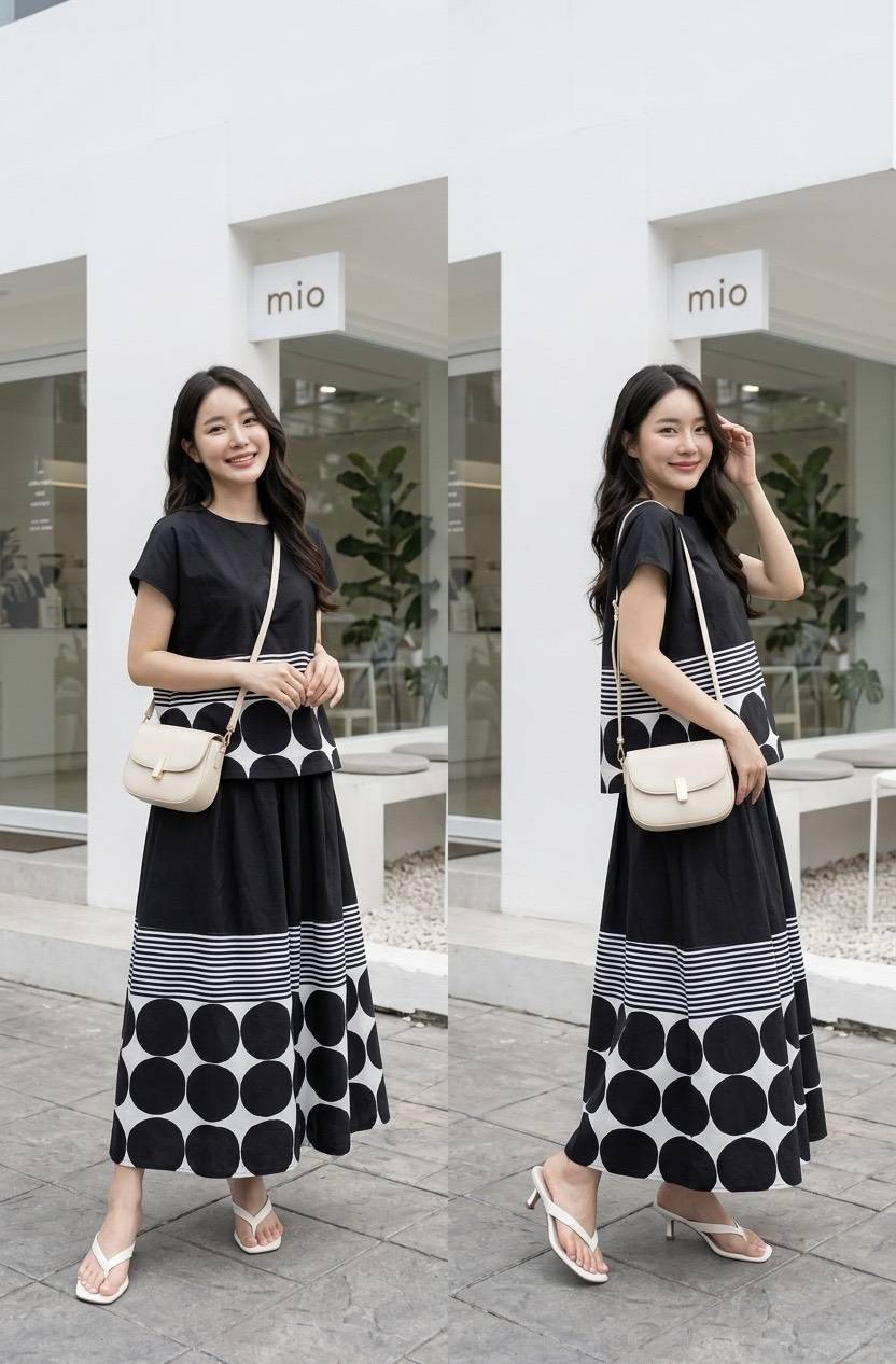 Black Plastisol Print Cotton Co-Ord Set