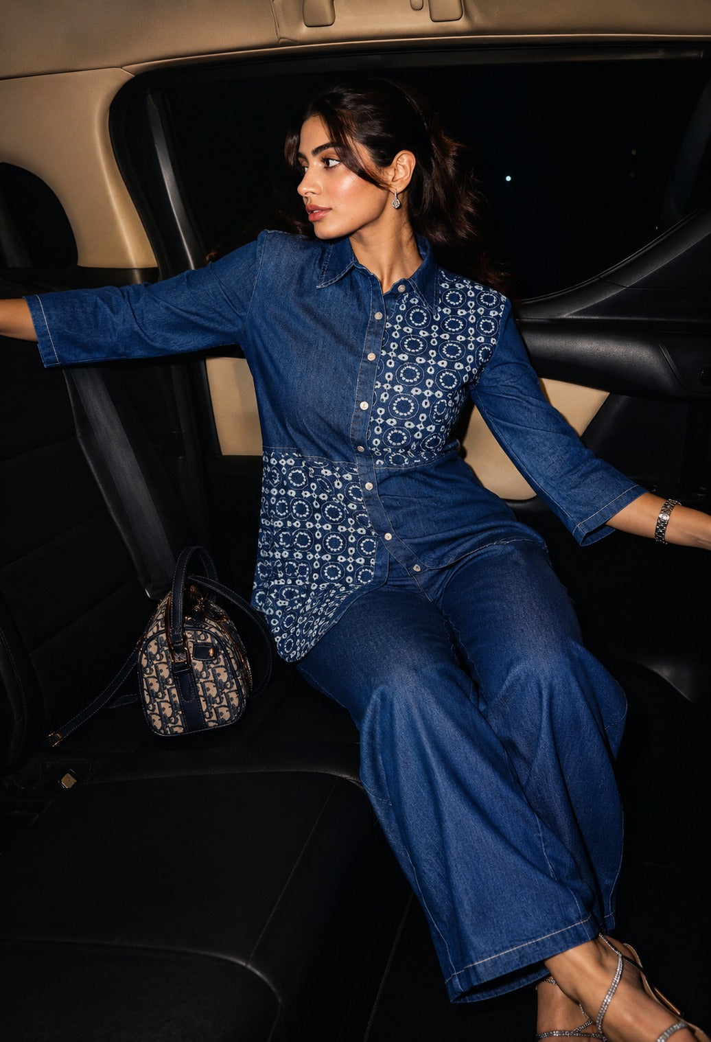 Indigo Horizon Embroidered Denim Co-Ord Set
