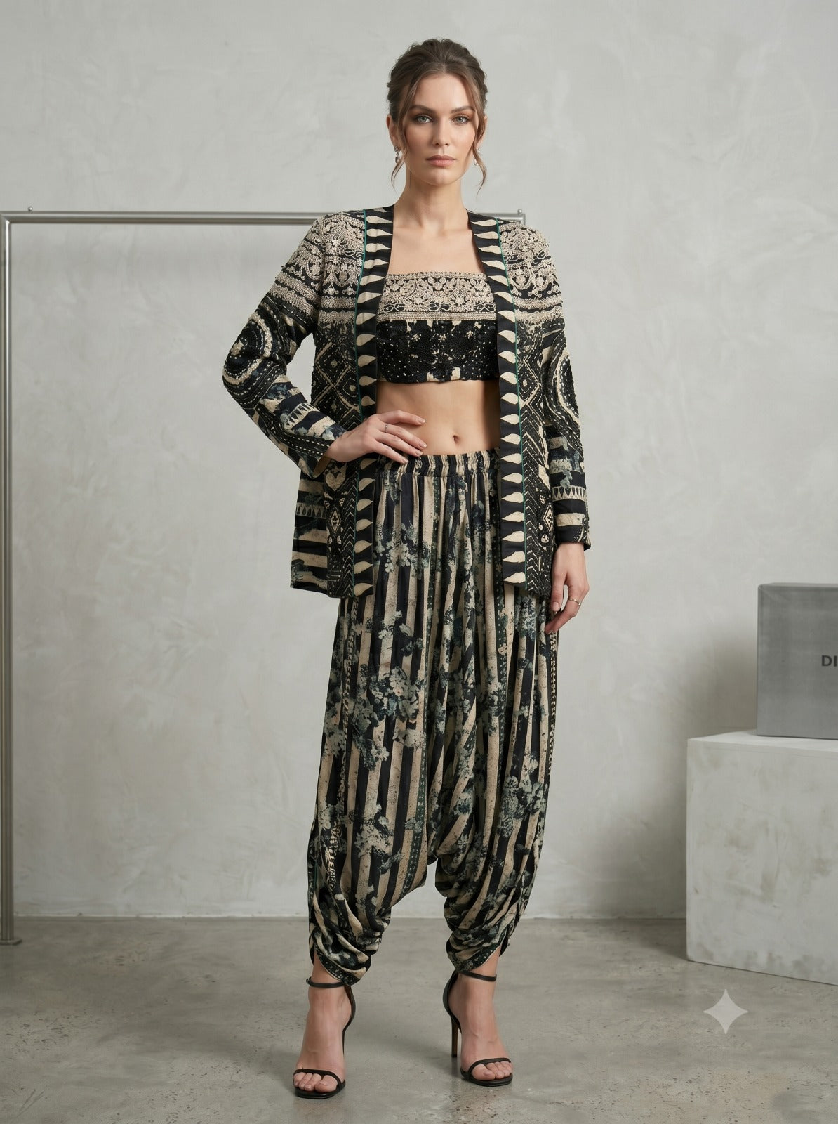 Onyx Aztec Chinon Silk Co-Ord Set