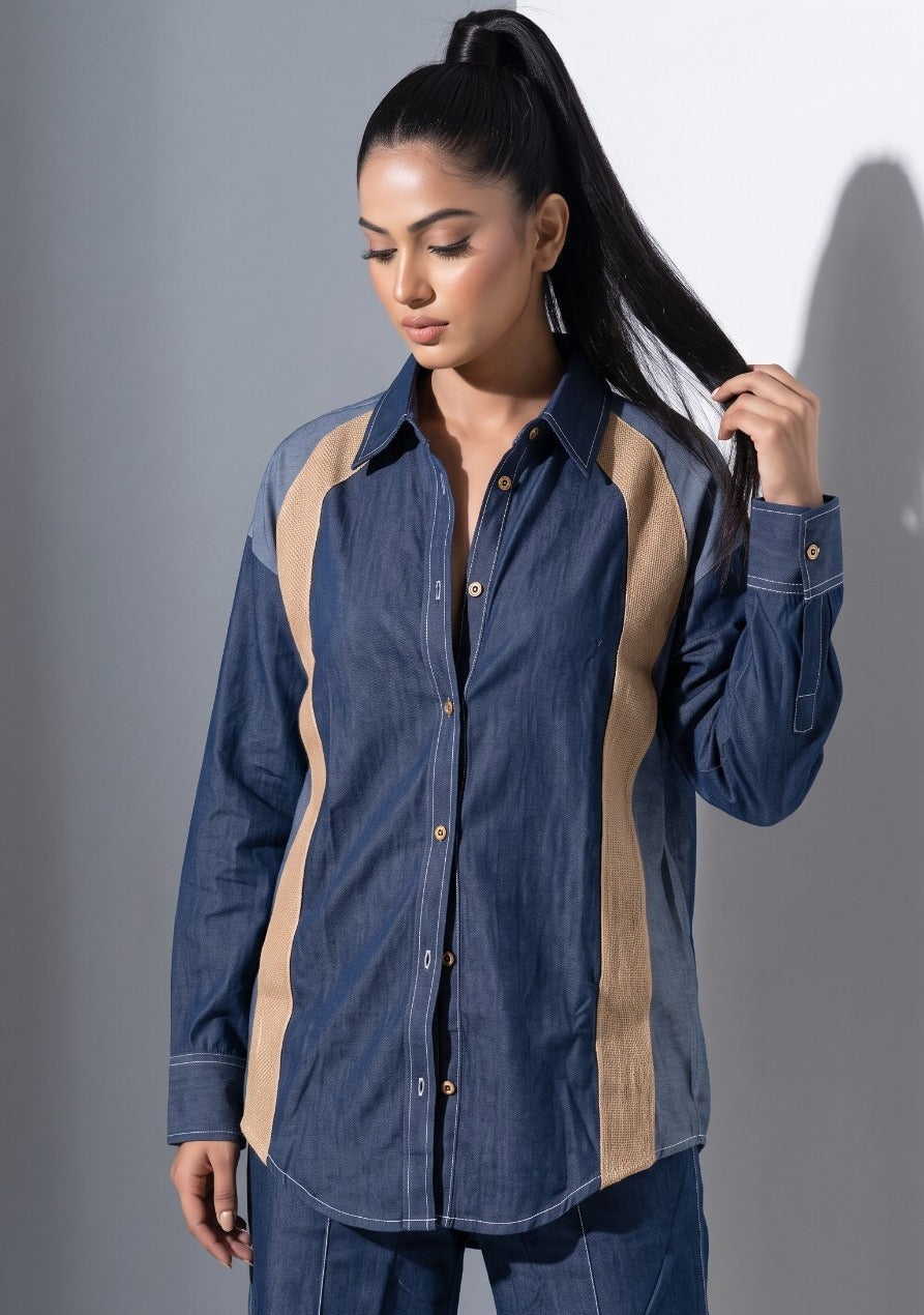 Indigo Muse Paneled Denim Co-Ord Set